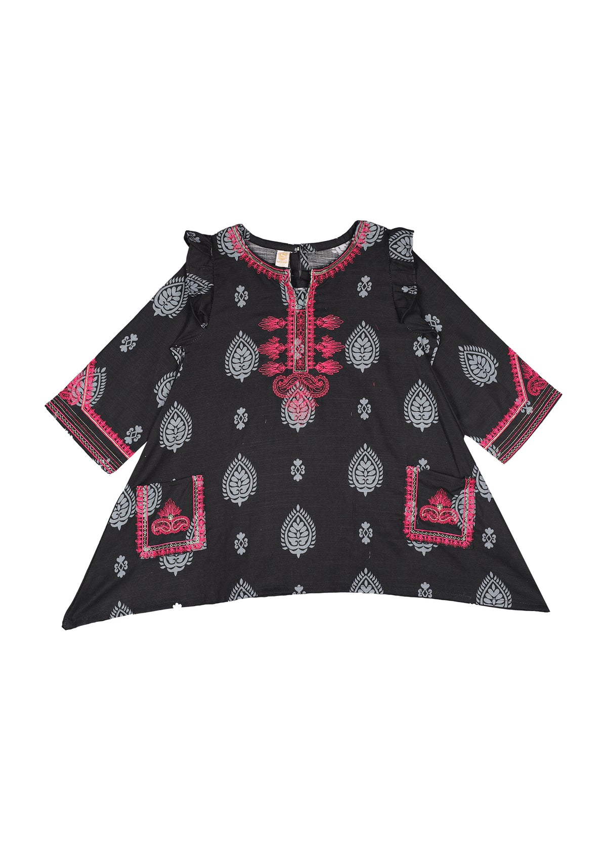Embroidered Frock With Loose Trouser