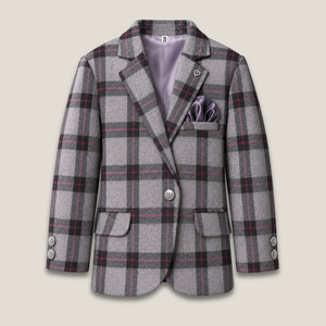 Boys grey checked wool casual coat - Super Kids Clothing