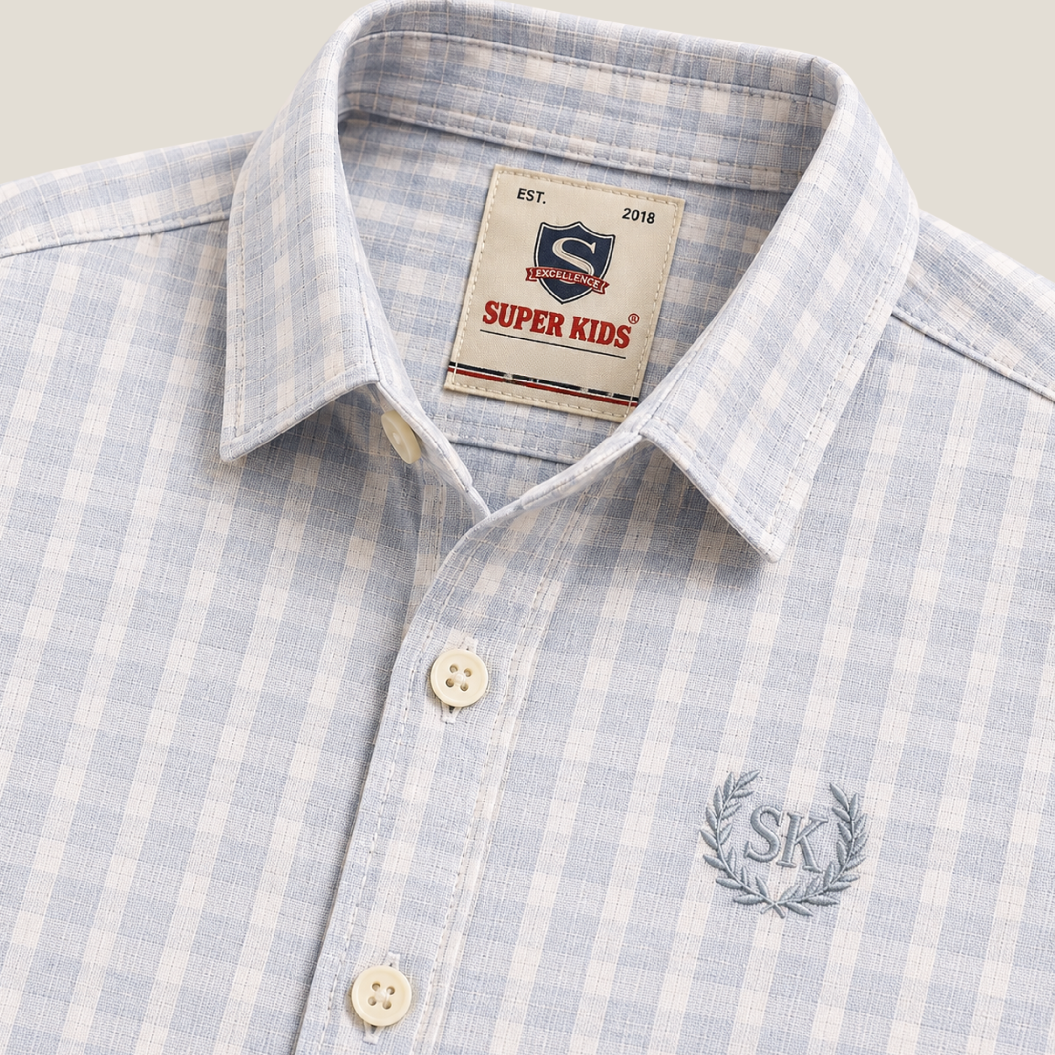 Sky Blue Checked Short Sleeve Shirt