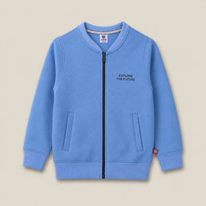 Boys blue Explore The Future fleece zipper jacket - Super Kids Clothing