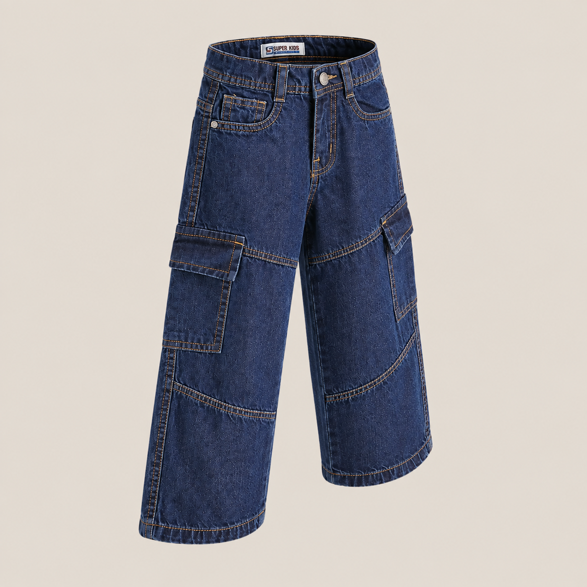 Boys Dark Blue Baggy Denim Pants