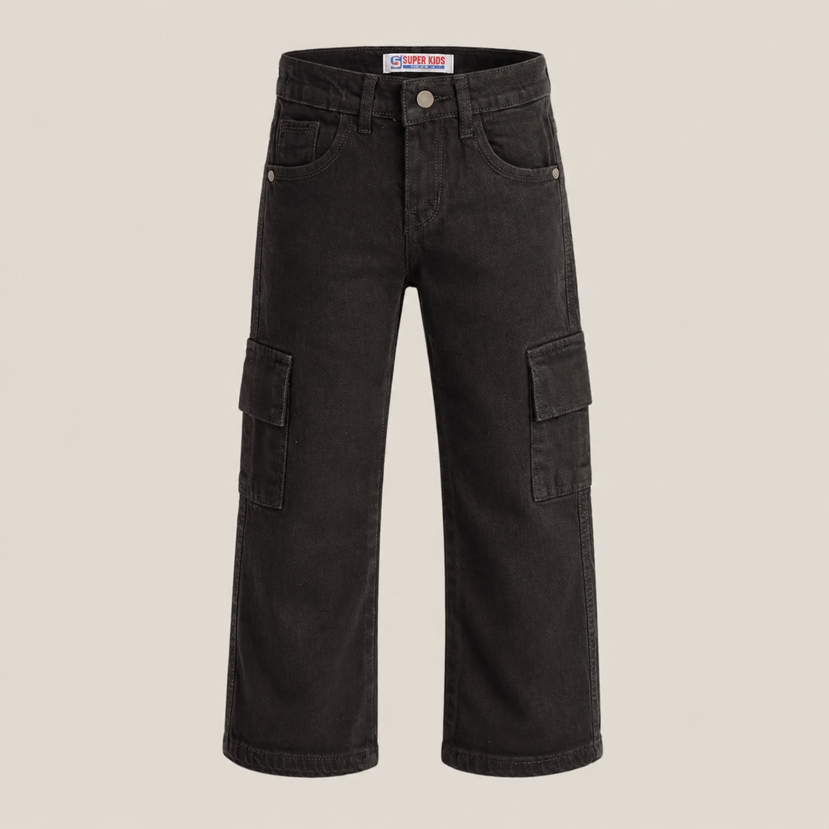 Boys Black Six Pocket Cargo Pants