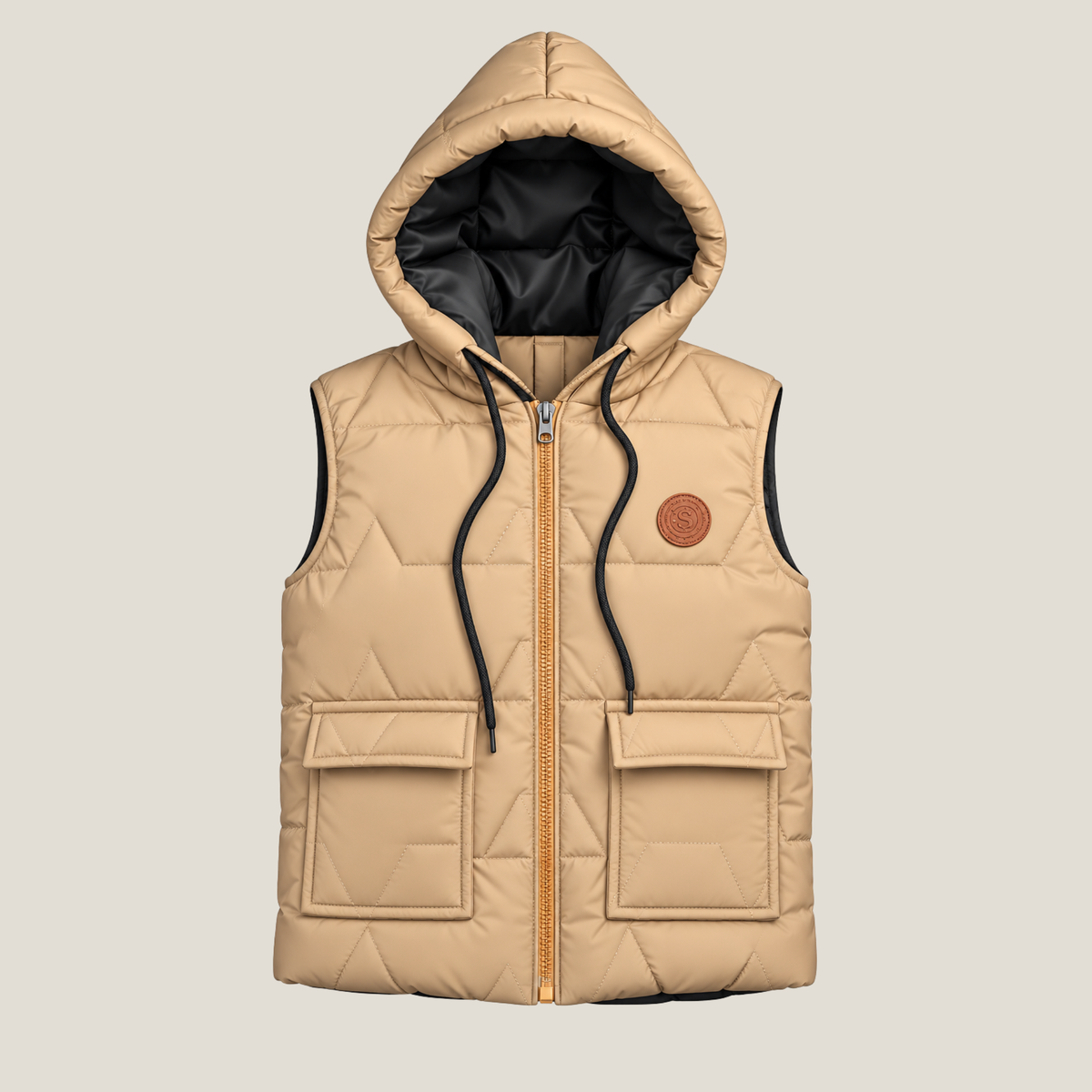 Block Pocketed Sleeveless Jacket