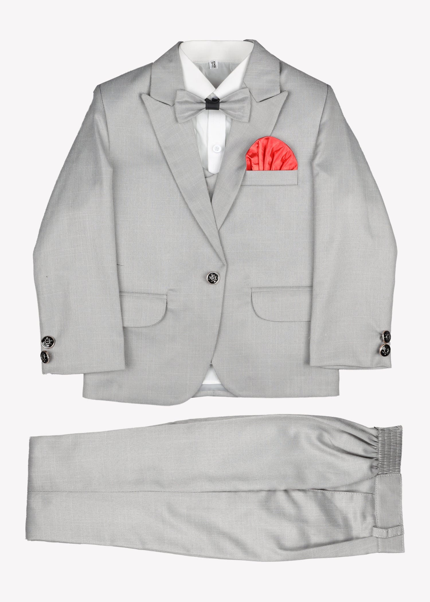 Boy's Coat Pant 5pcs-Light Grey