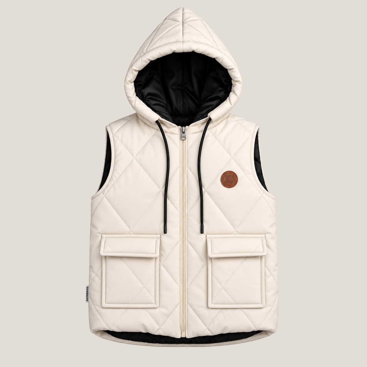 Block Pocketed Sleeveless Jacket