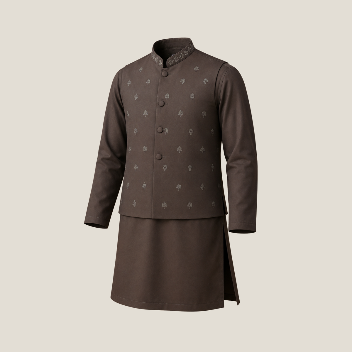 Boy's Embroidered KurtaTrouser&Waistcoat