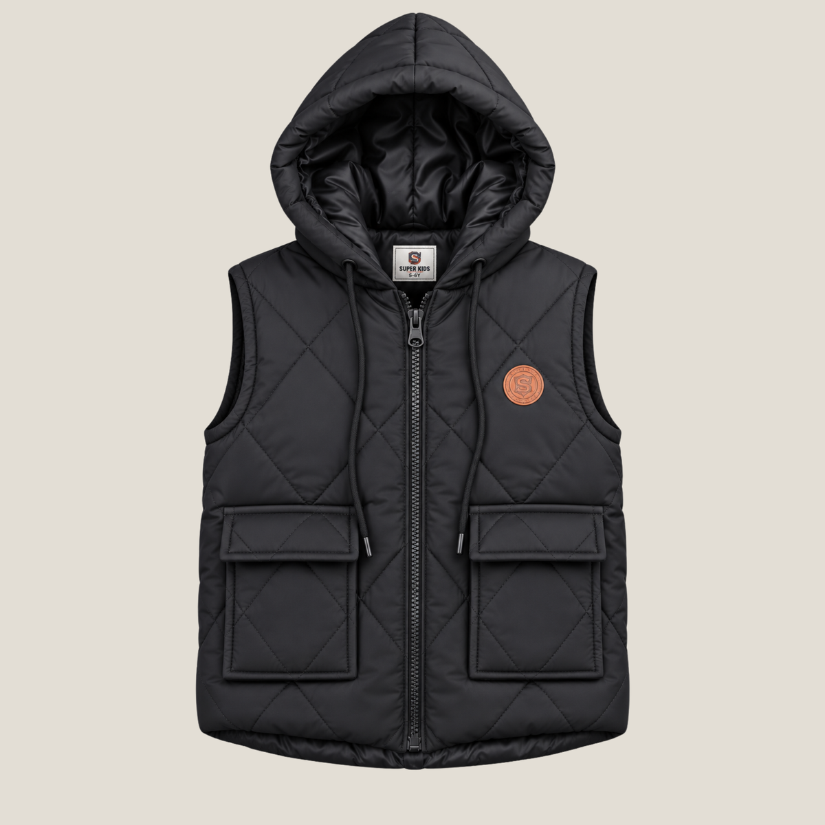 Block Pocketed Sleeveless Jacket