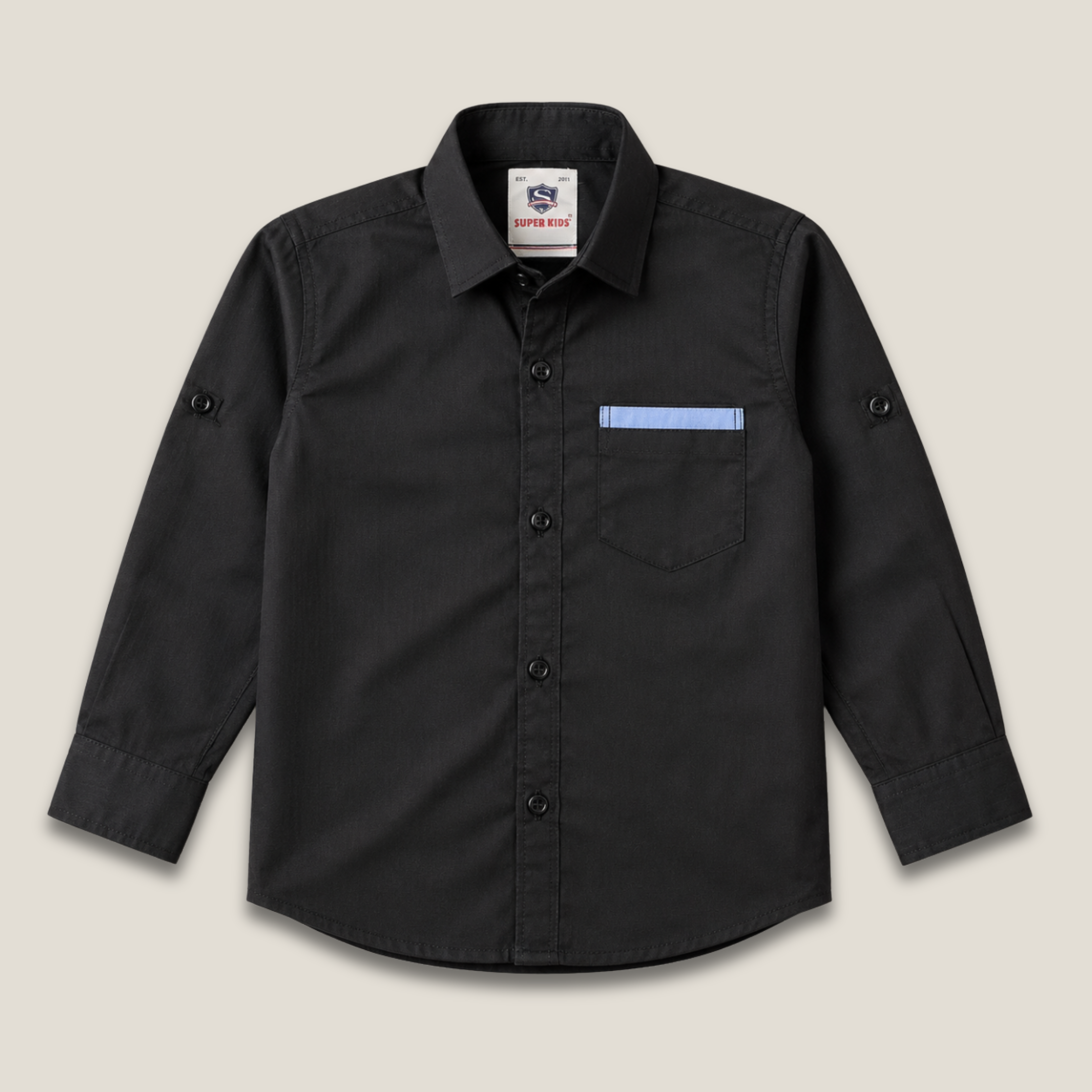Black Self Lining Casual Shirt