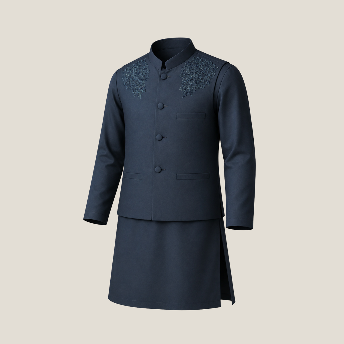 Boy's Embroidered KurtaTrouser&Waistcoat
