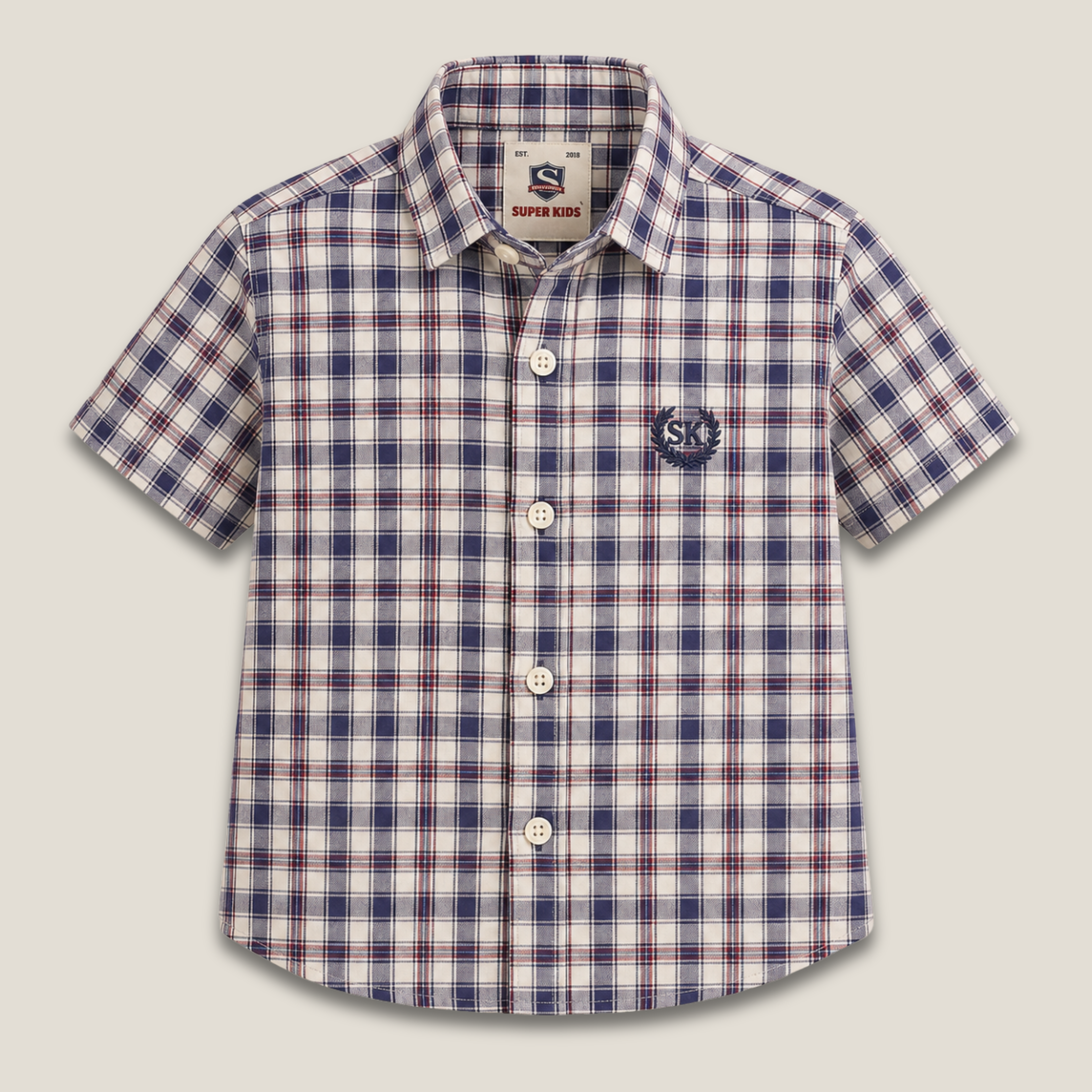 Blue Checked Short Sleeve Shirt