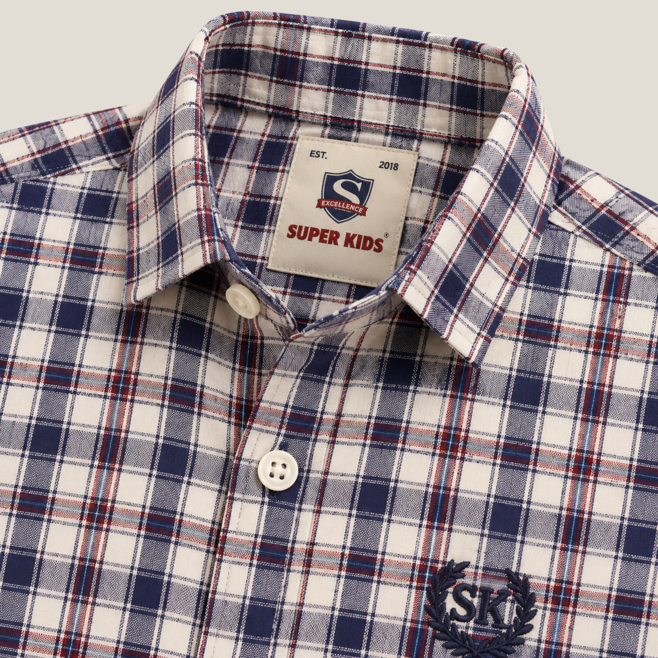 Blue Checked Short Sleeve Shirt