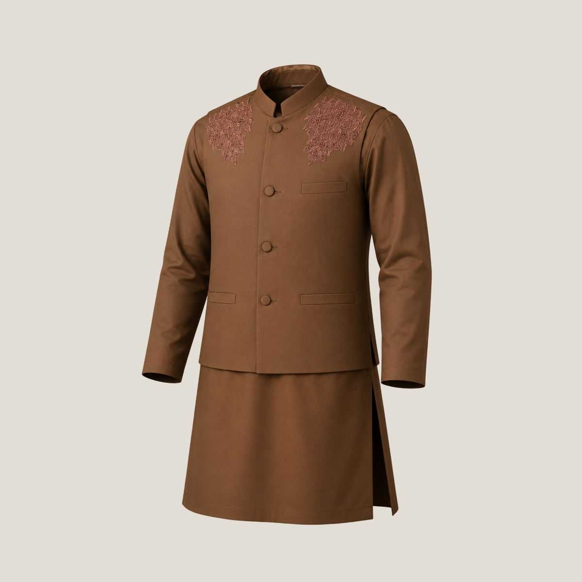 Boy's Embroidered KurtaTrouser&Waistcoat
