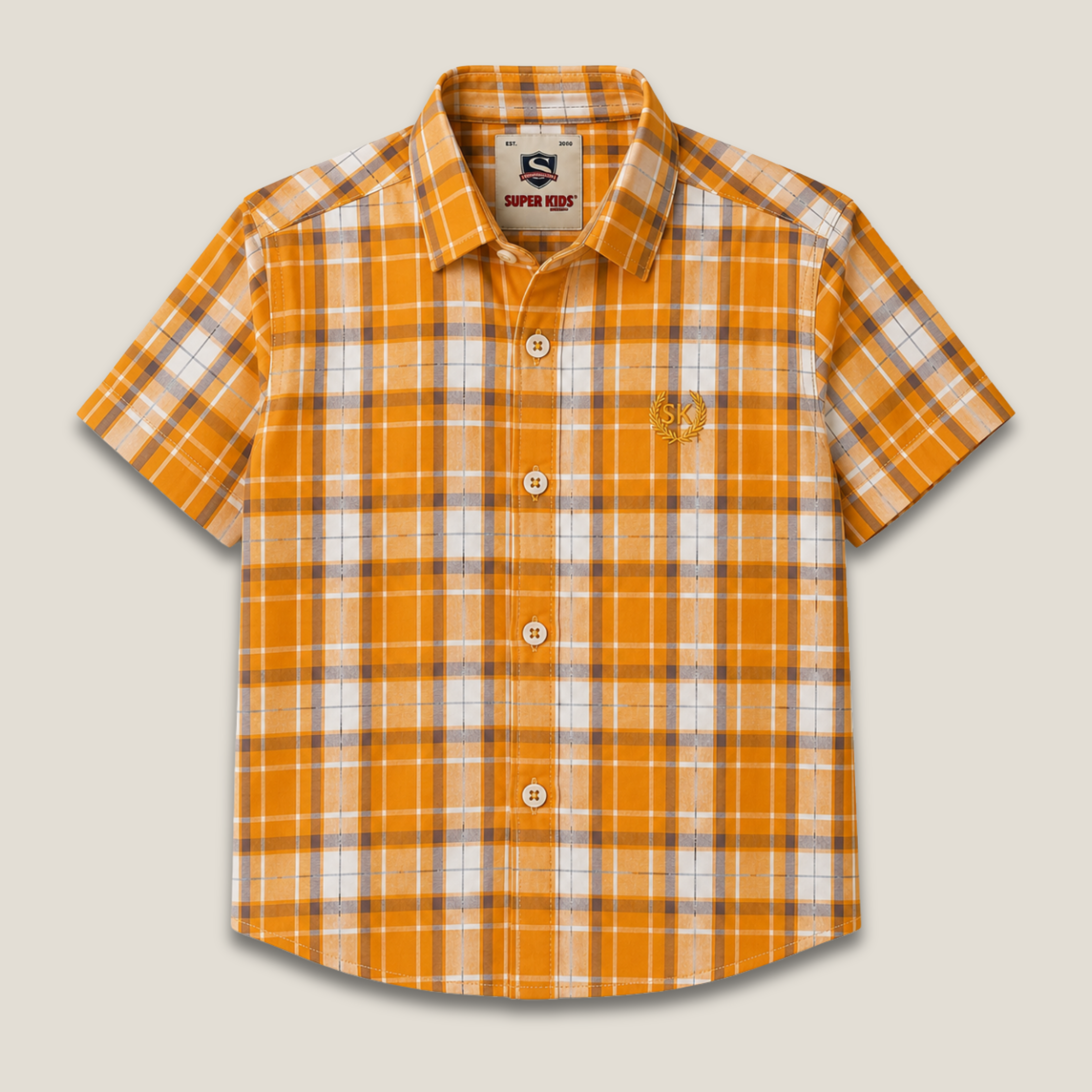 Mustard Checked Short Sleeve Shirt