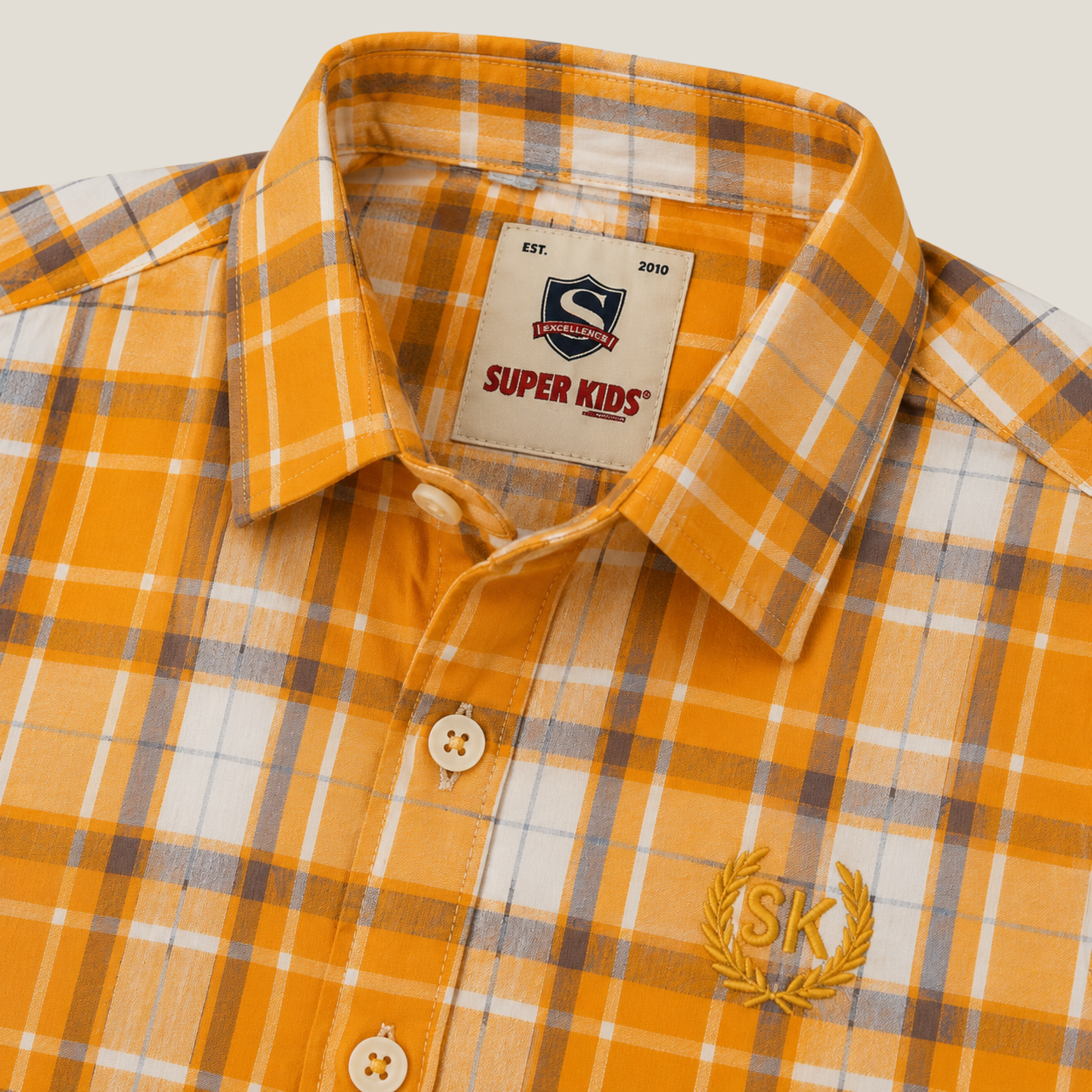 Mustard Checked Short Sleeve Shirt