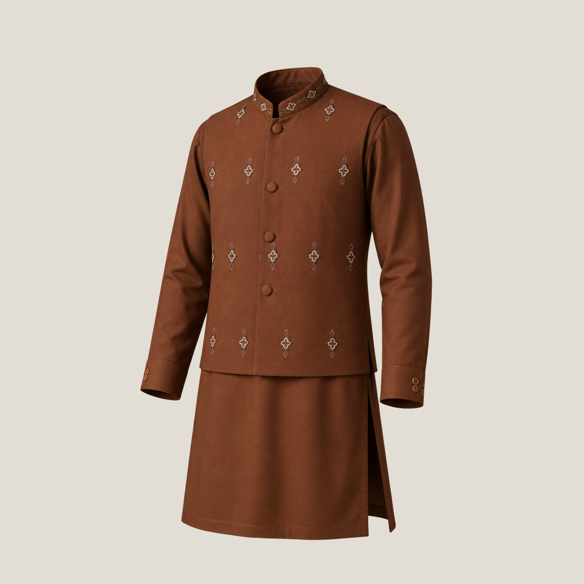 Boy's Embroidered KurtaTrouser&Waistcoat