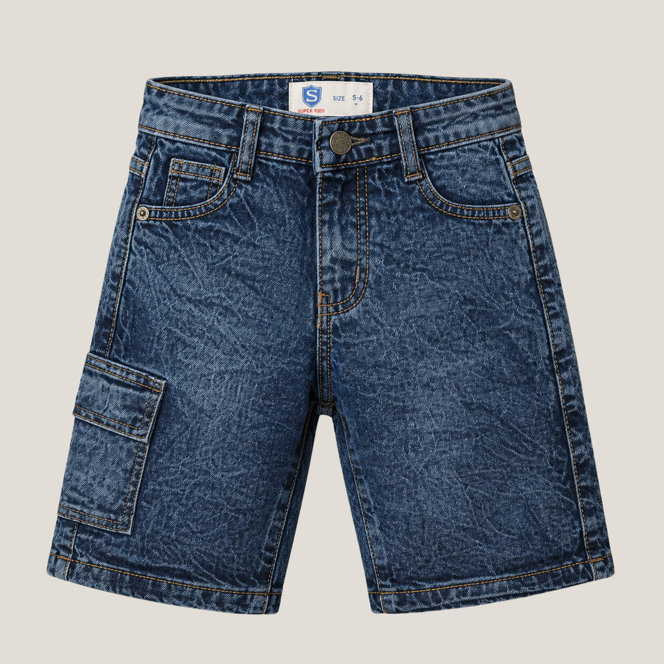 Faded Five Pocket Denim Short