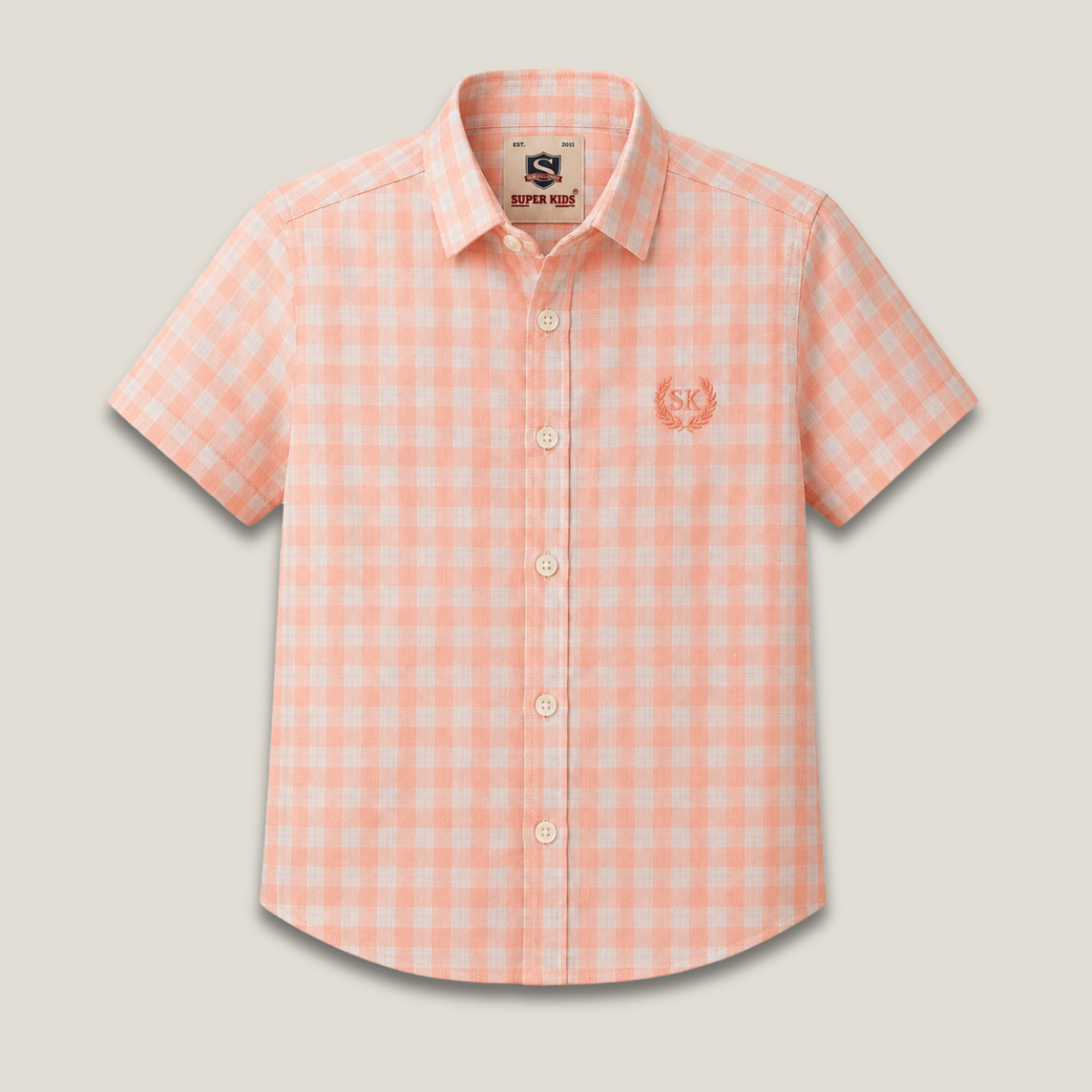 Light Pink Checked Short Sleeve Shirt