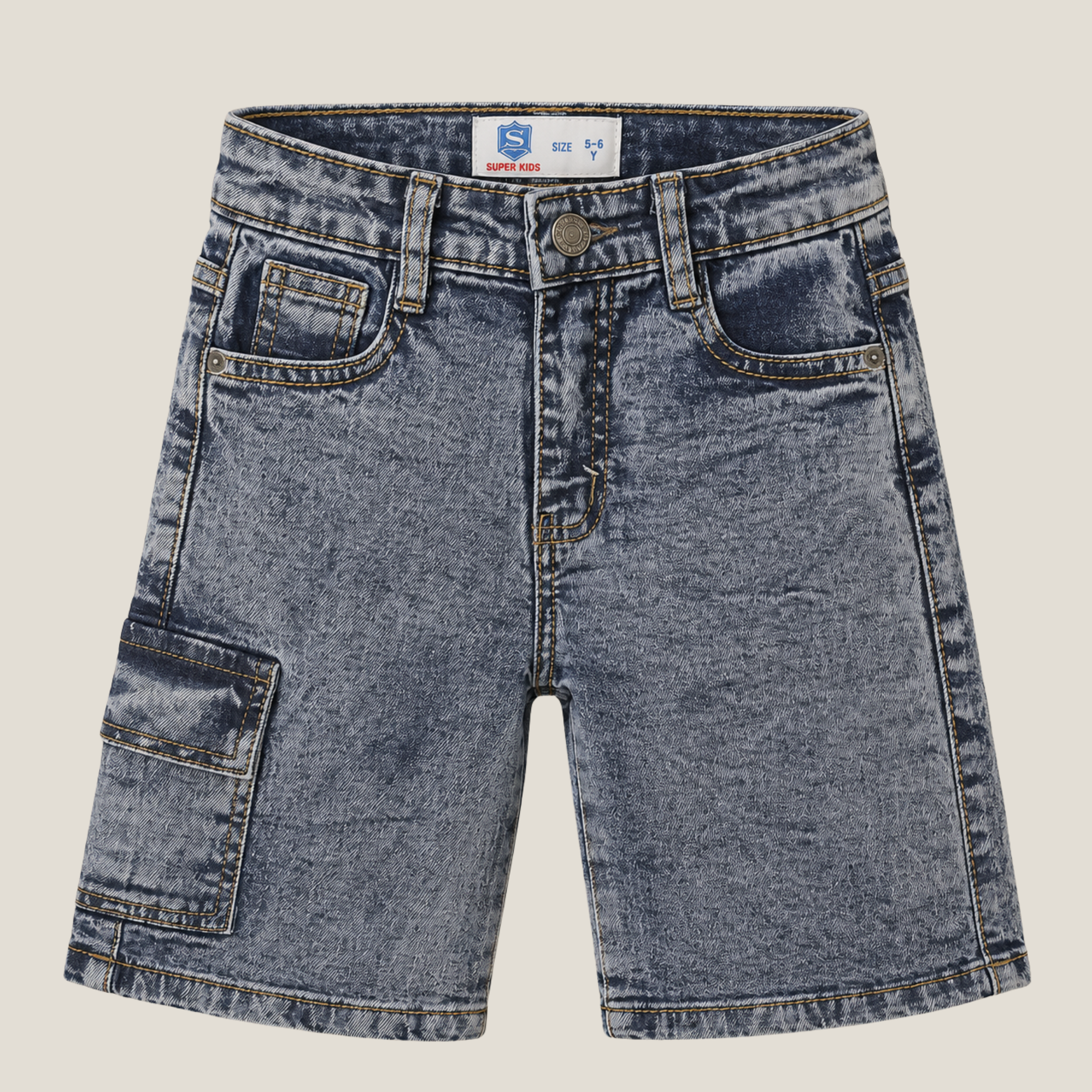 Faded Five Pocket Denim Short