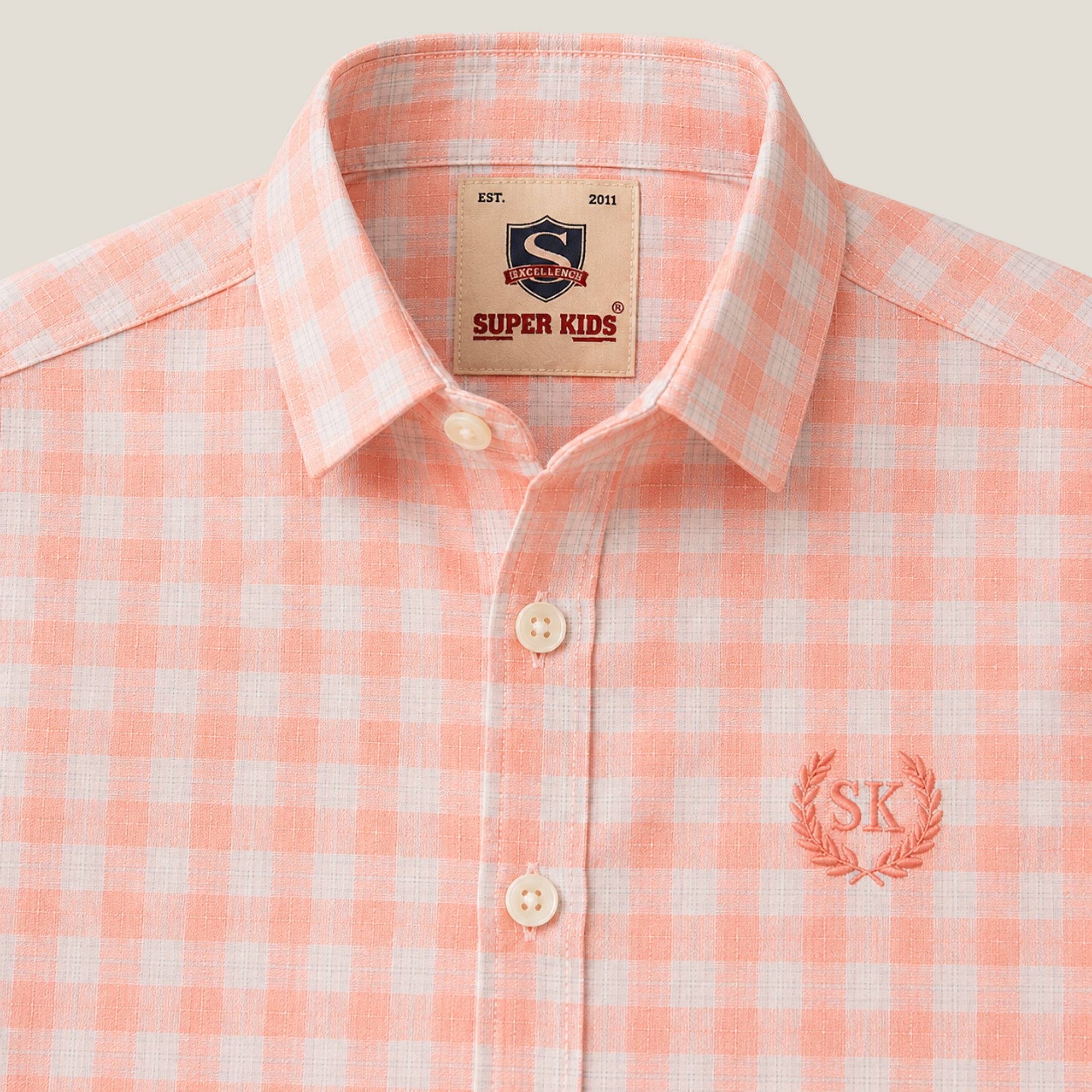 Light Pink Checked Short Sleeve Shirt