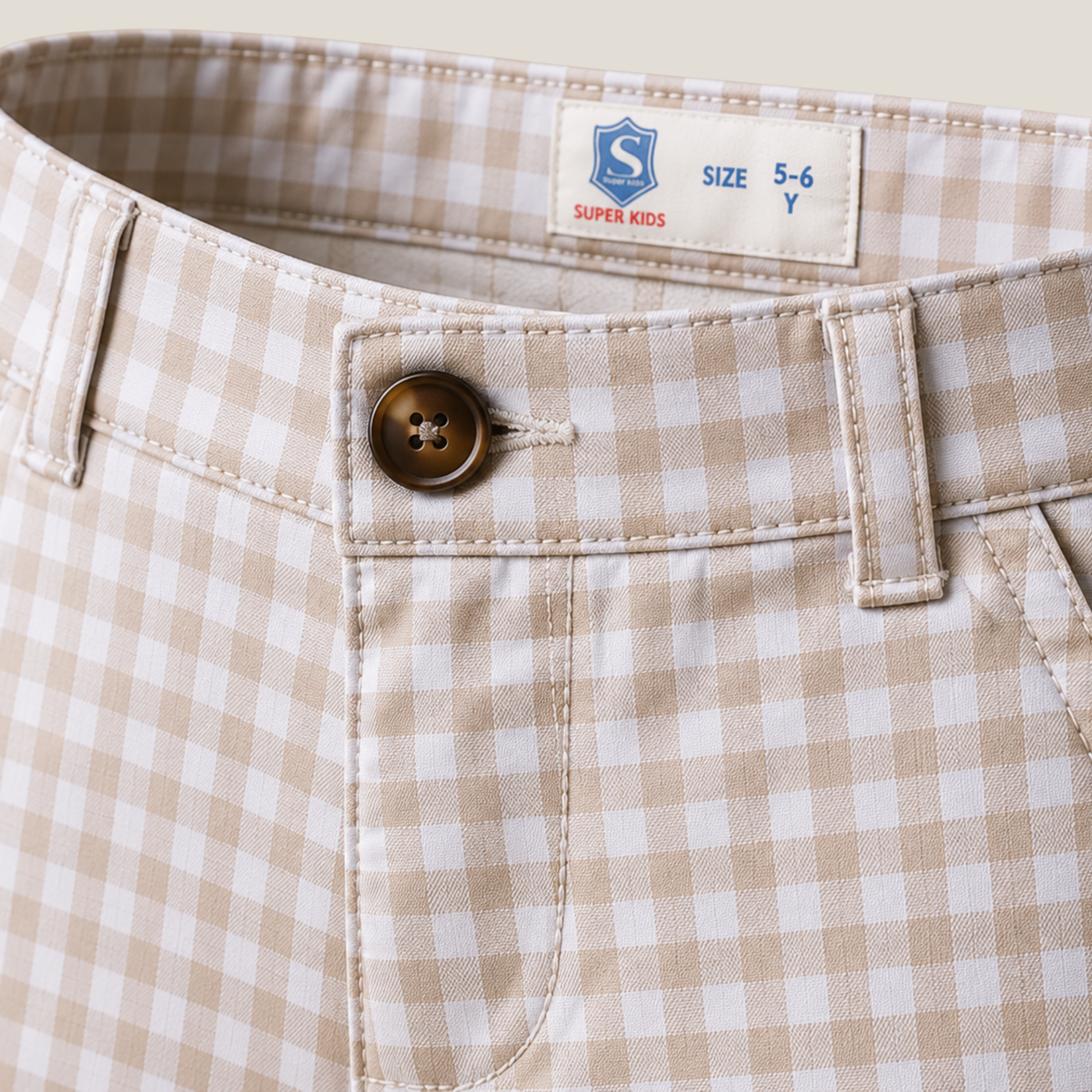 Kid's Checked Cotton Short