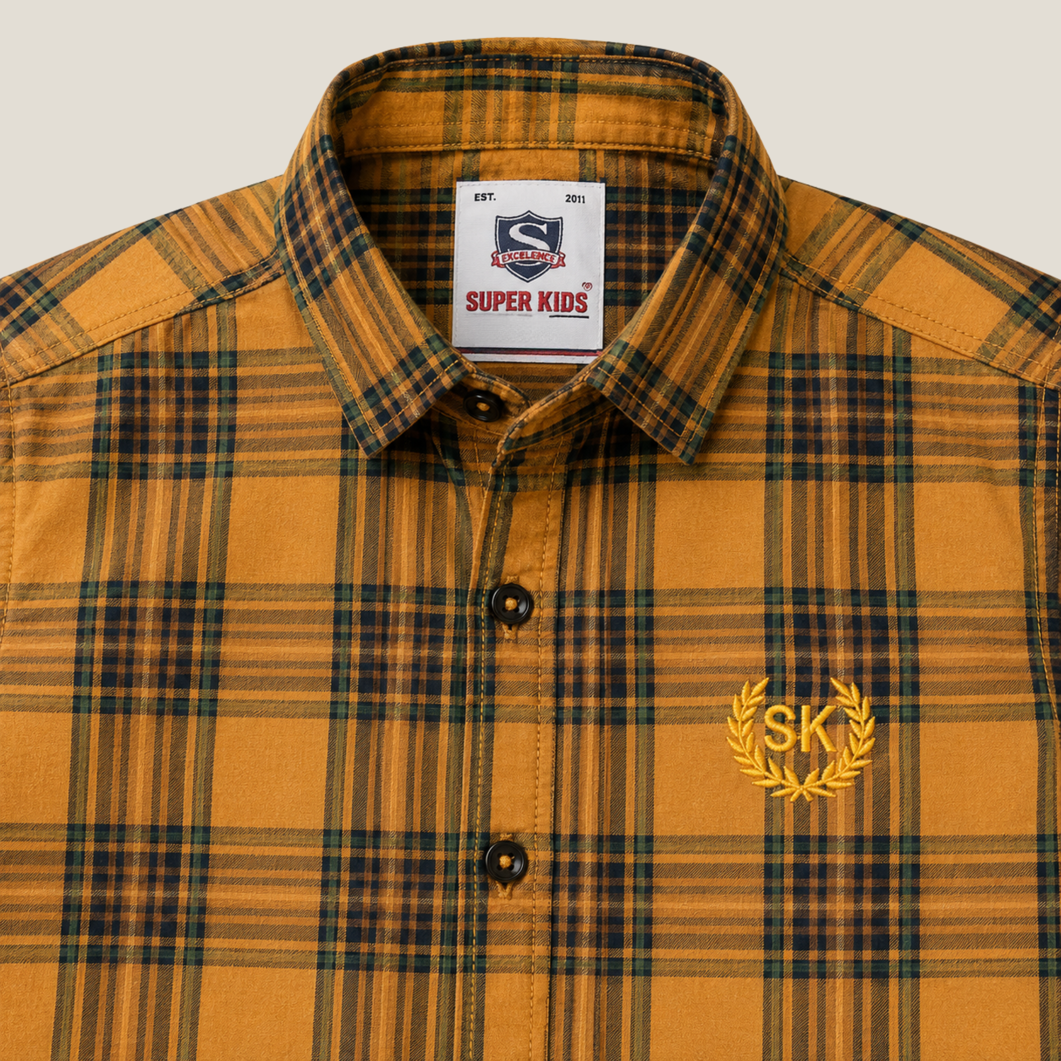 Brown Checked Short Sleeve Shirt
