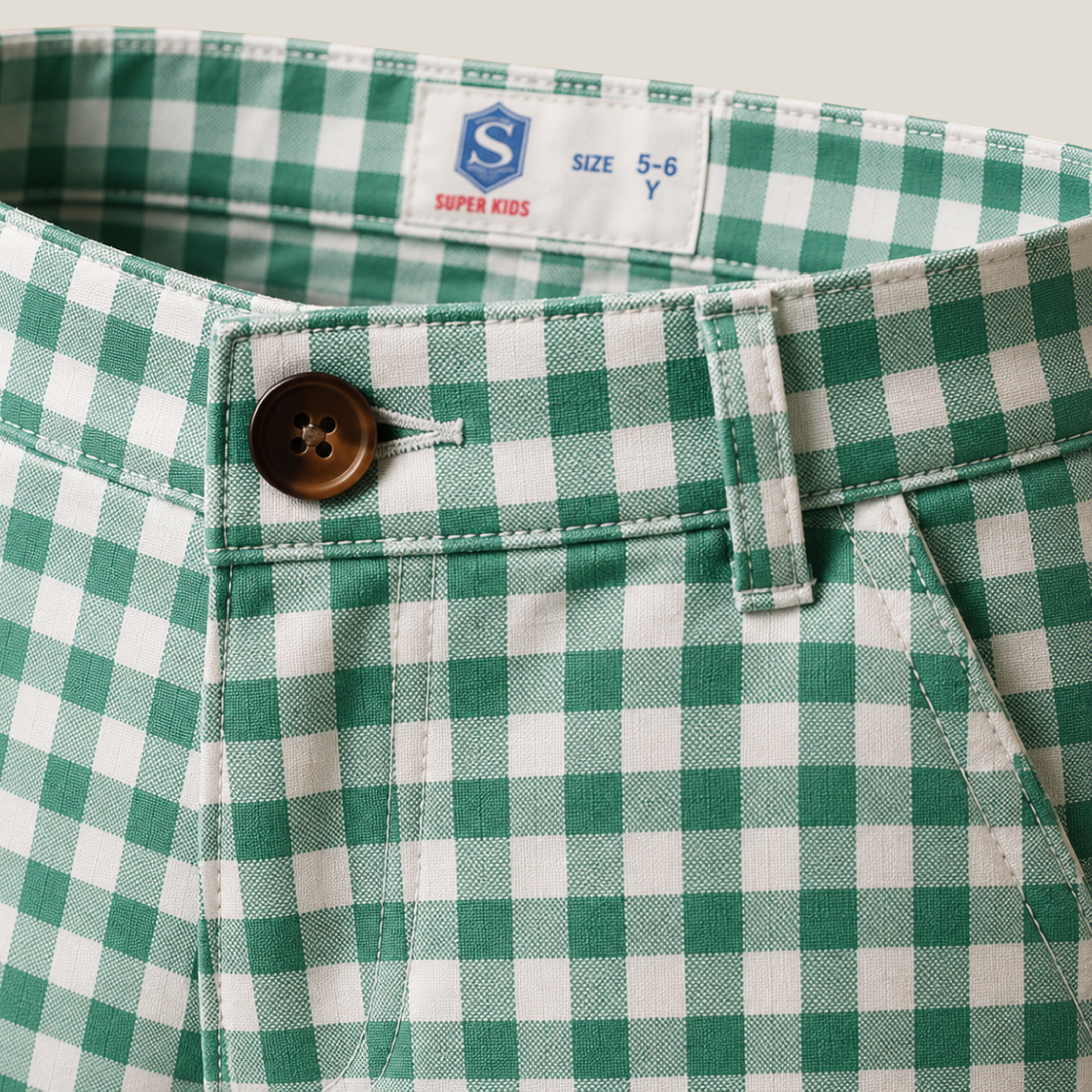 Kid's Checked Cotton Short