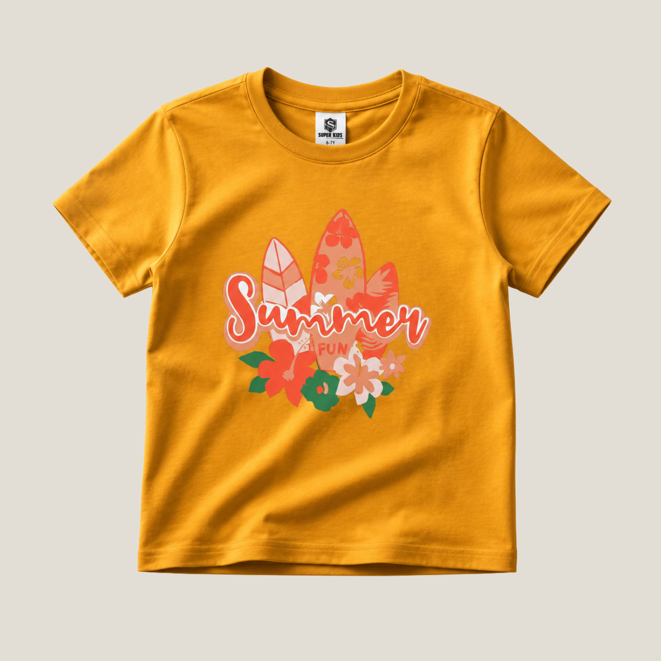 Summer Fun Grapic Mustard T-Shirt