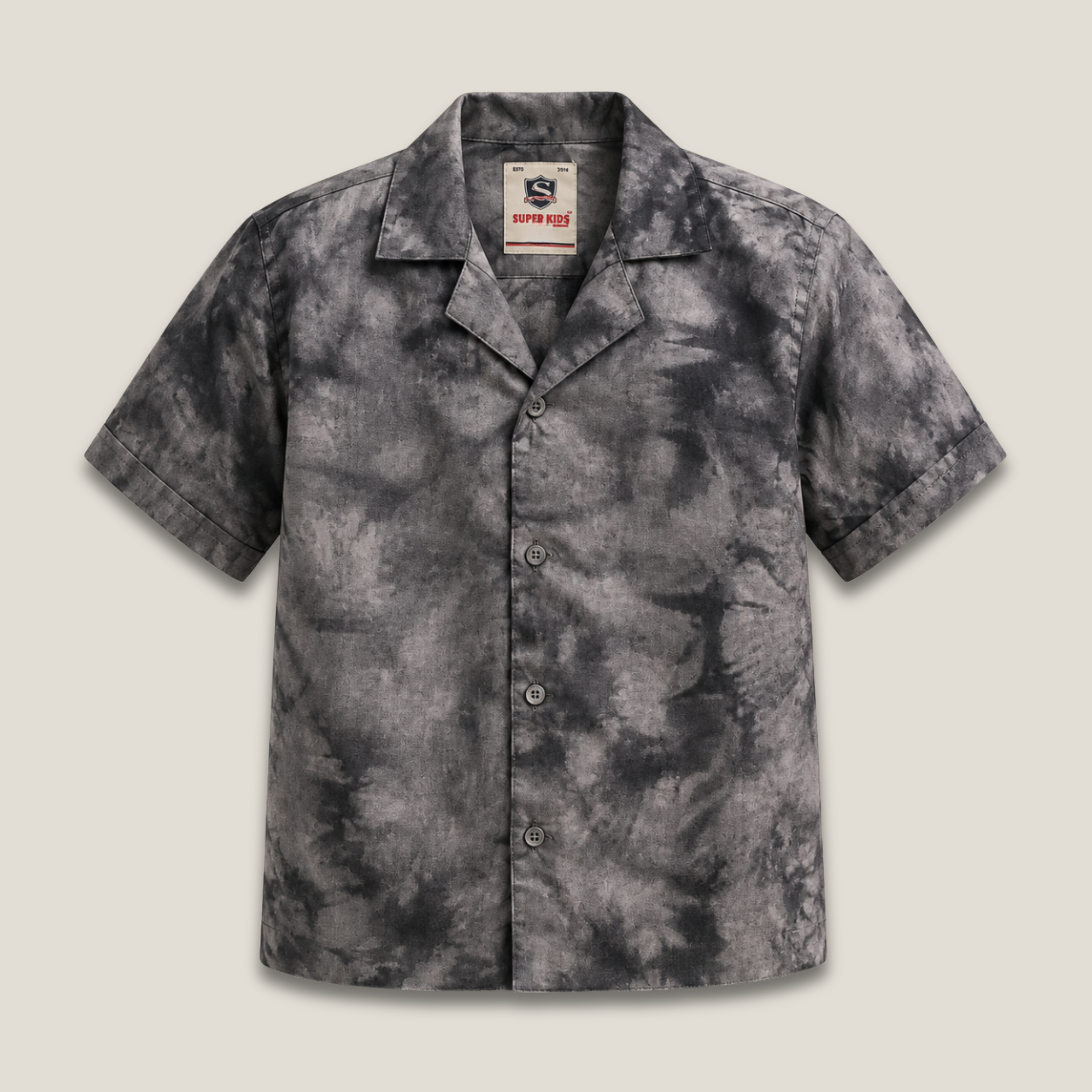 Dark Grey Tie-Dye Ressort Collor Shirt