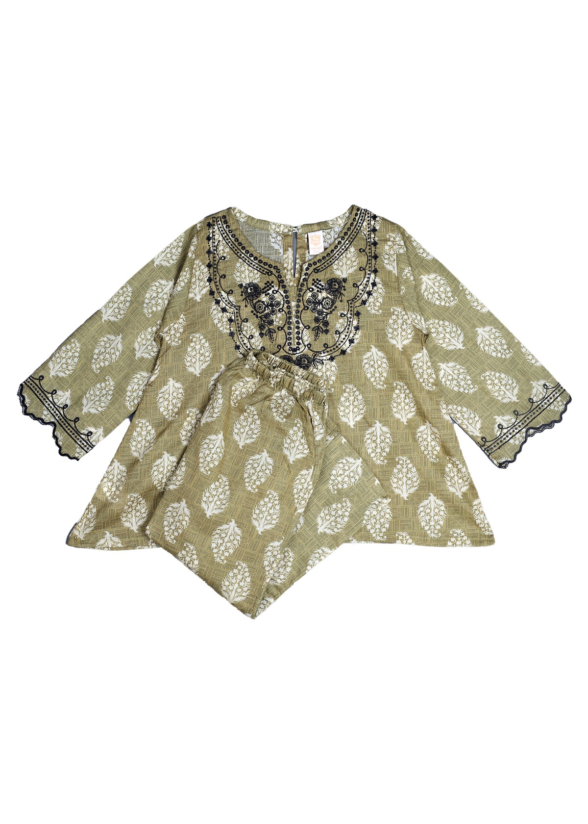 Embroidered Frock With Loose Trouser