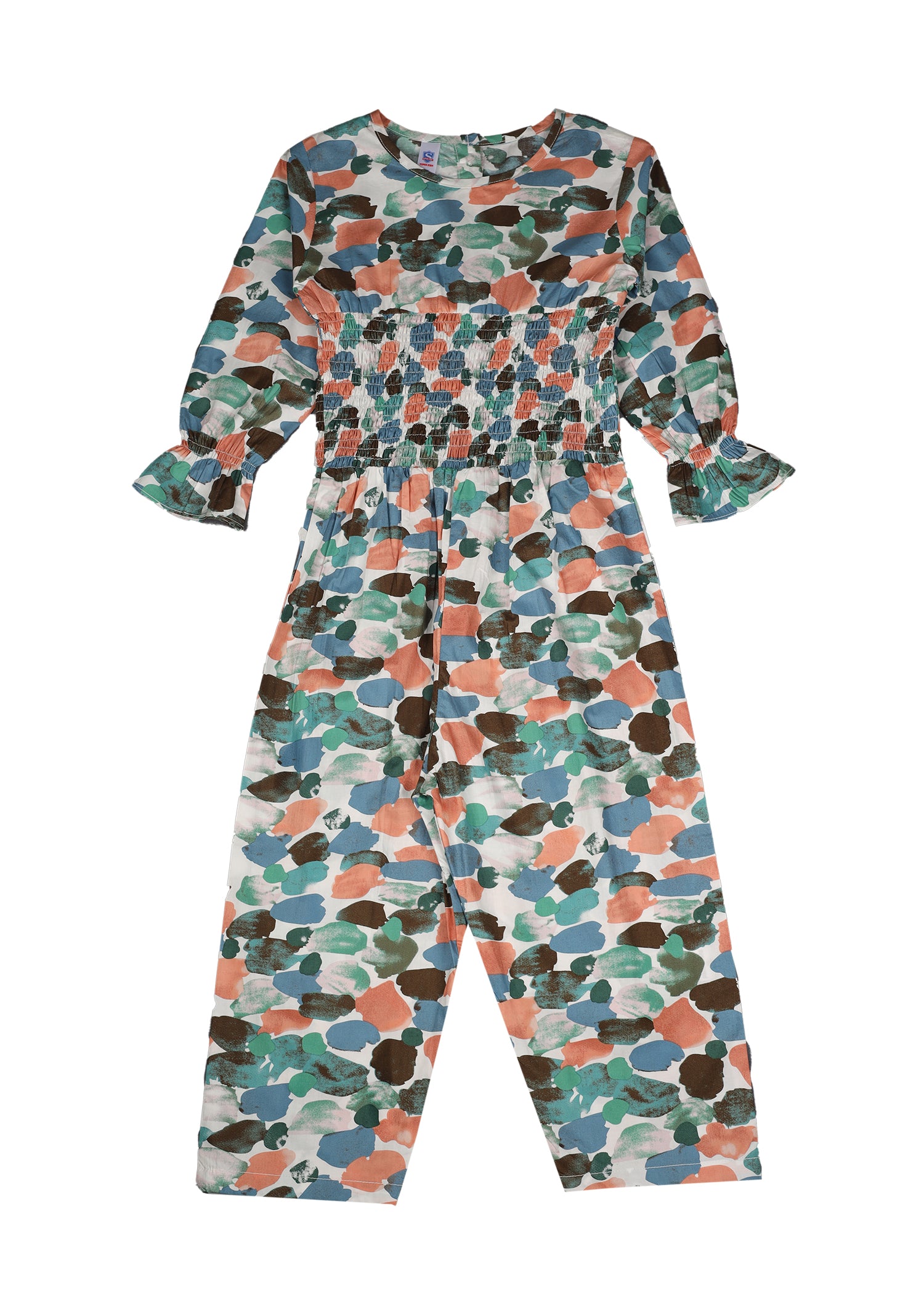 Smocked Printed JumpSuit