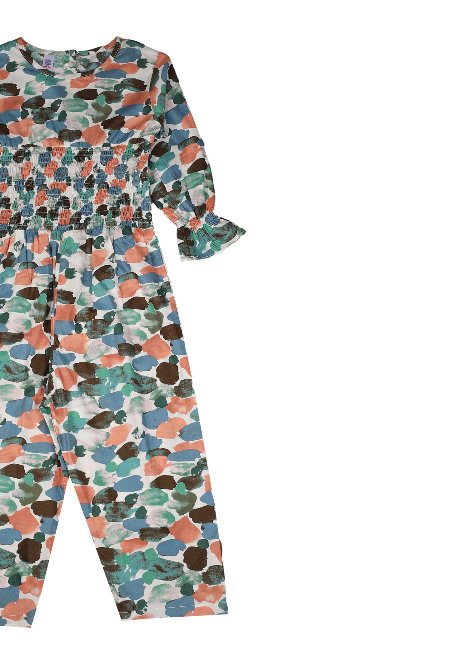 Smocked Printed JumpSuit