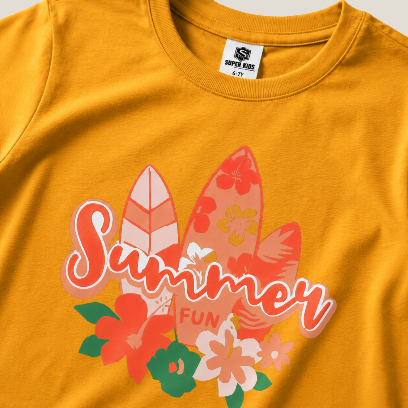 Summer Fun Grapic Mustard T-Shirt