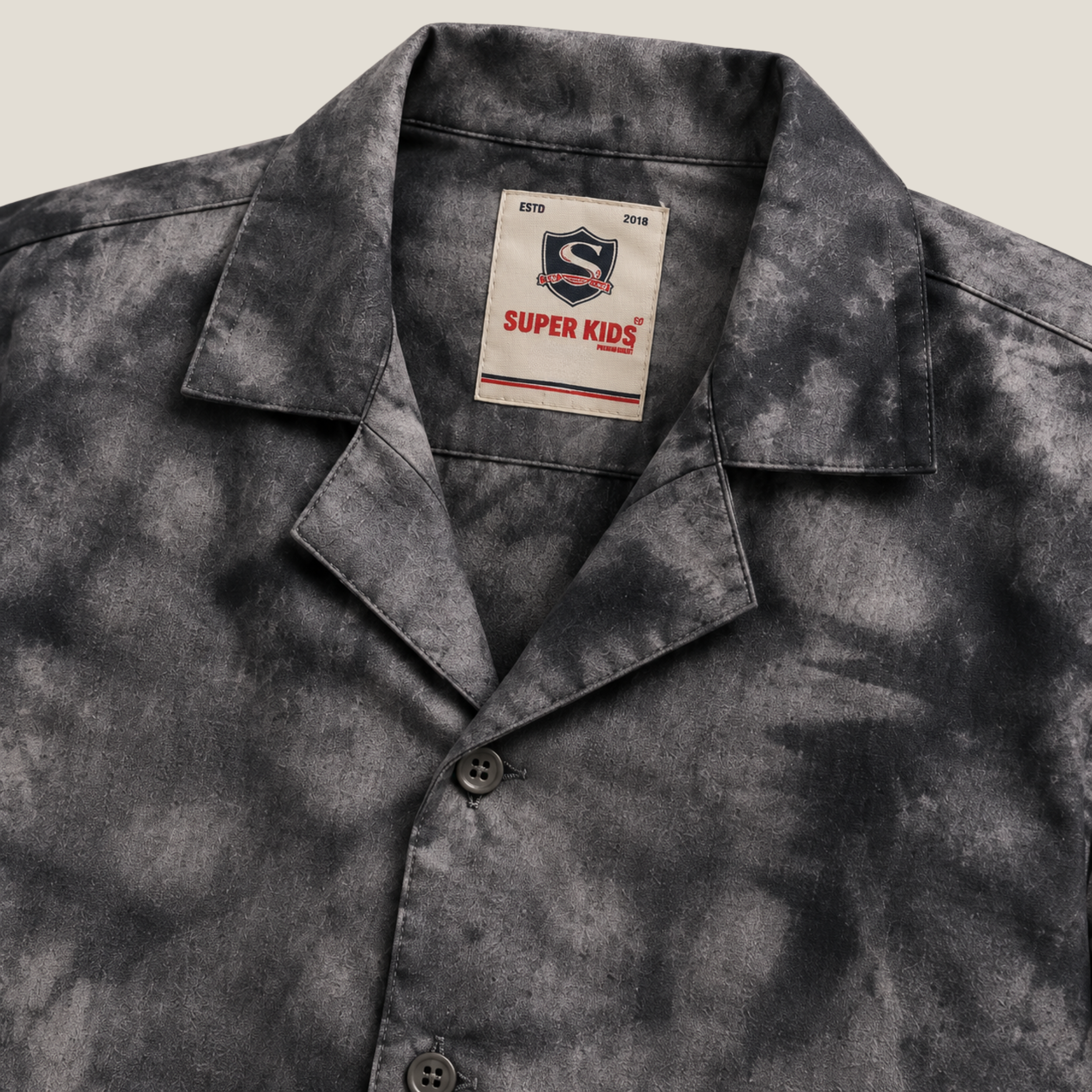 Dark Grey Tie-Dye Ressort Collor Shirt