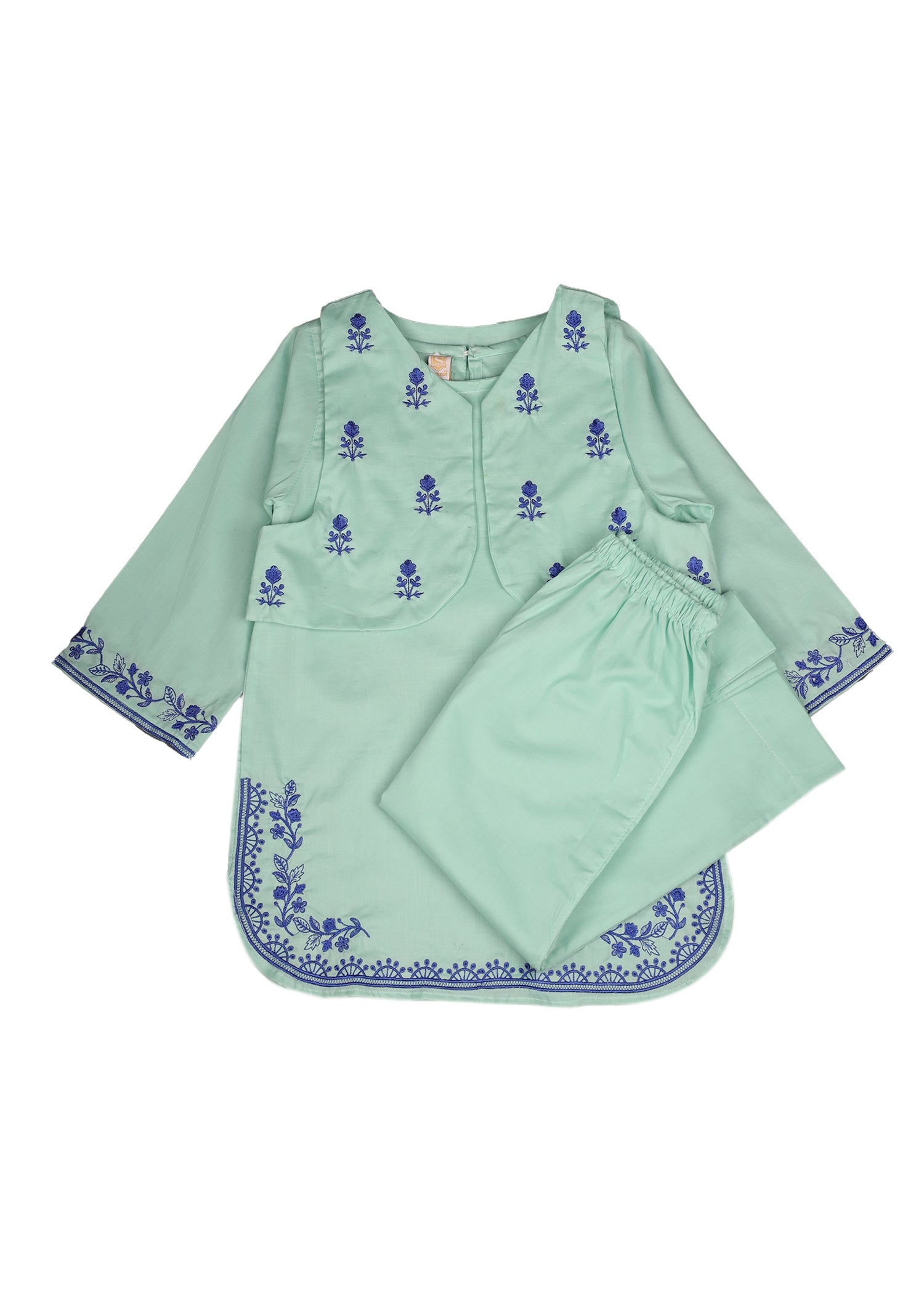 Embroidered Kameez With Trouser & Waistcoat