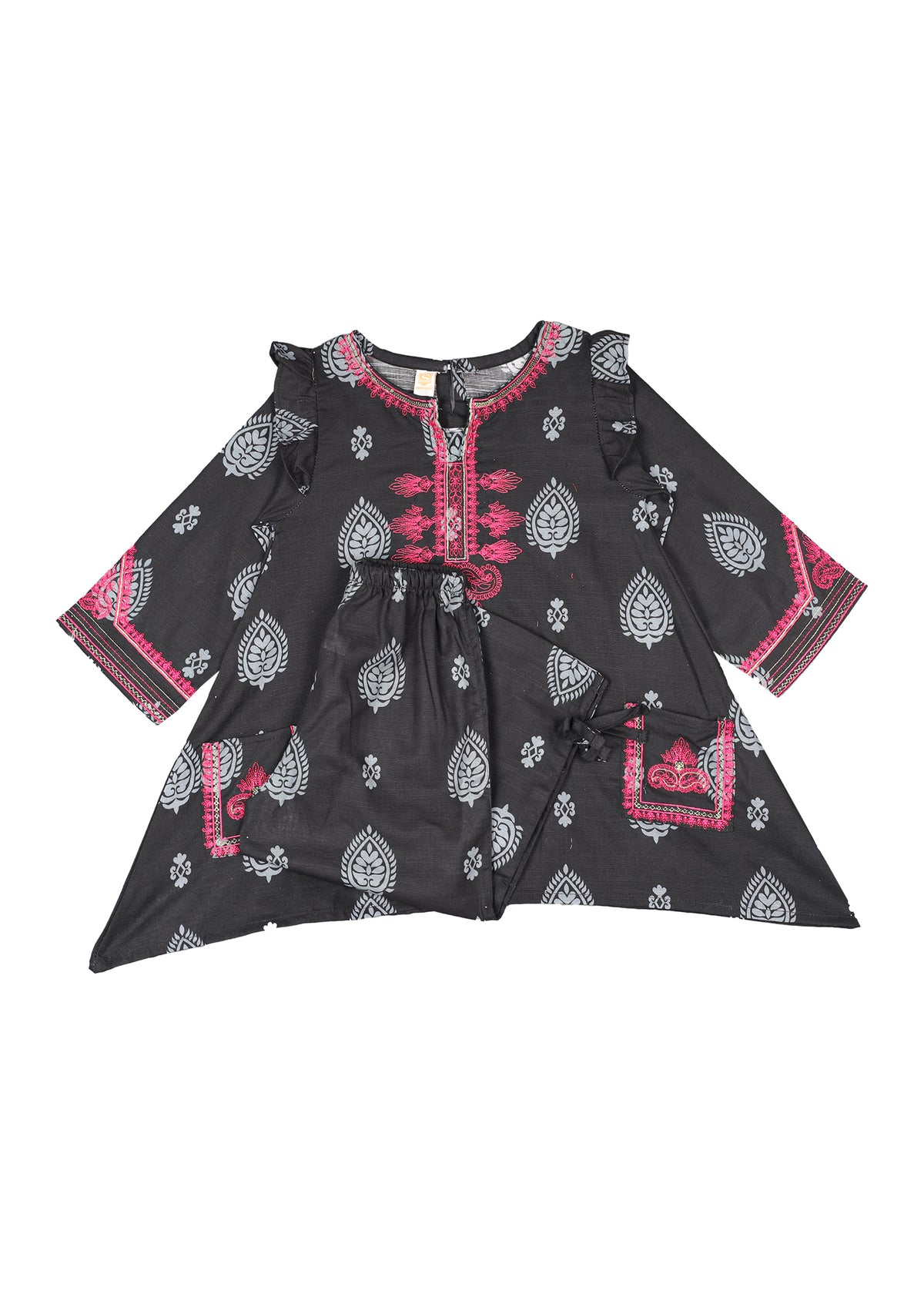 Embroidered Frock With Loose Trouser