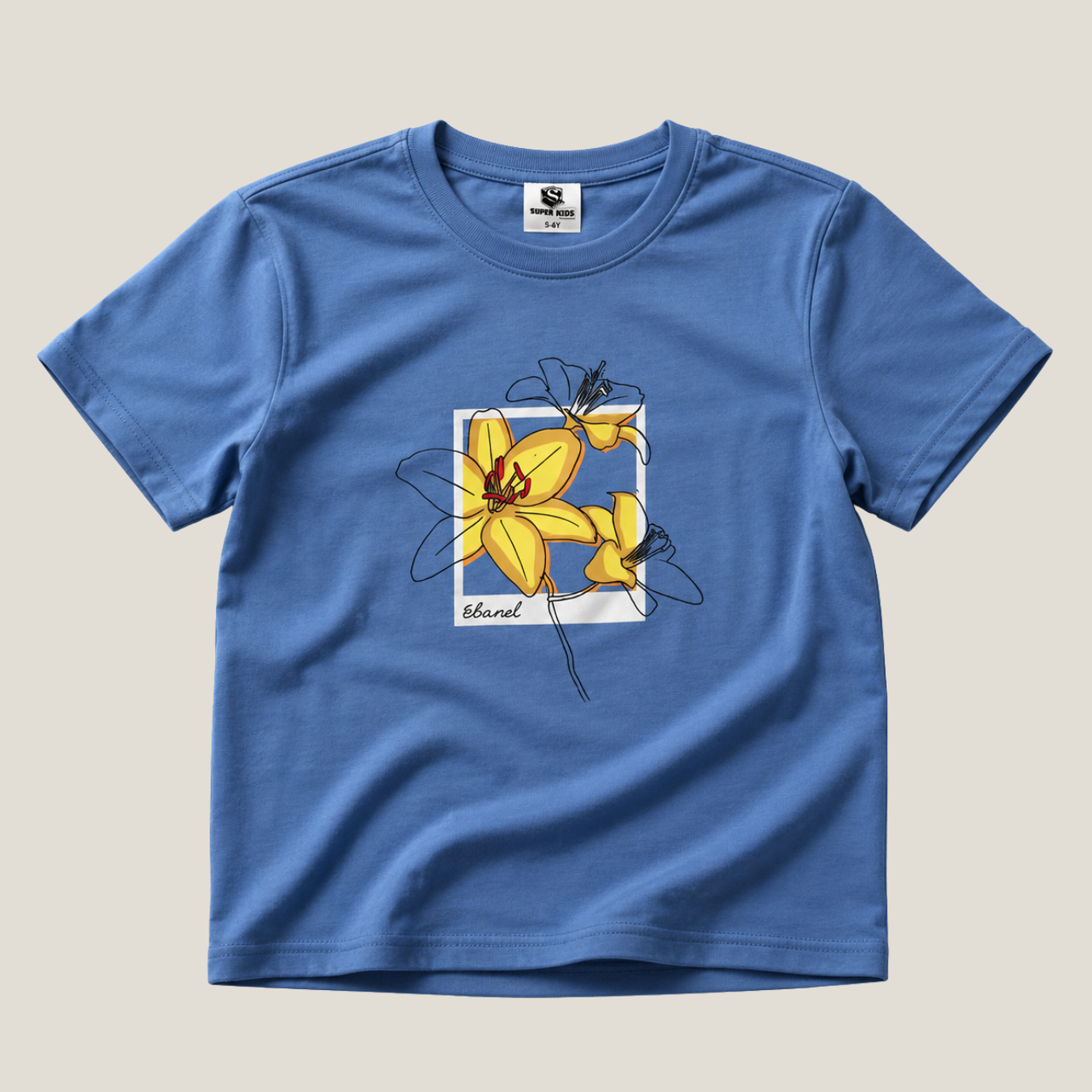 Flower Grapic Blue T-Shirt