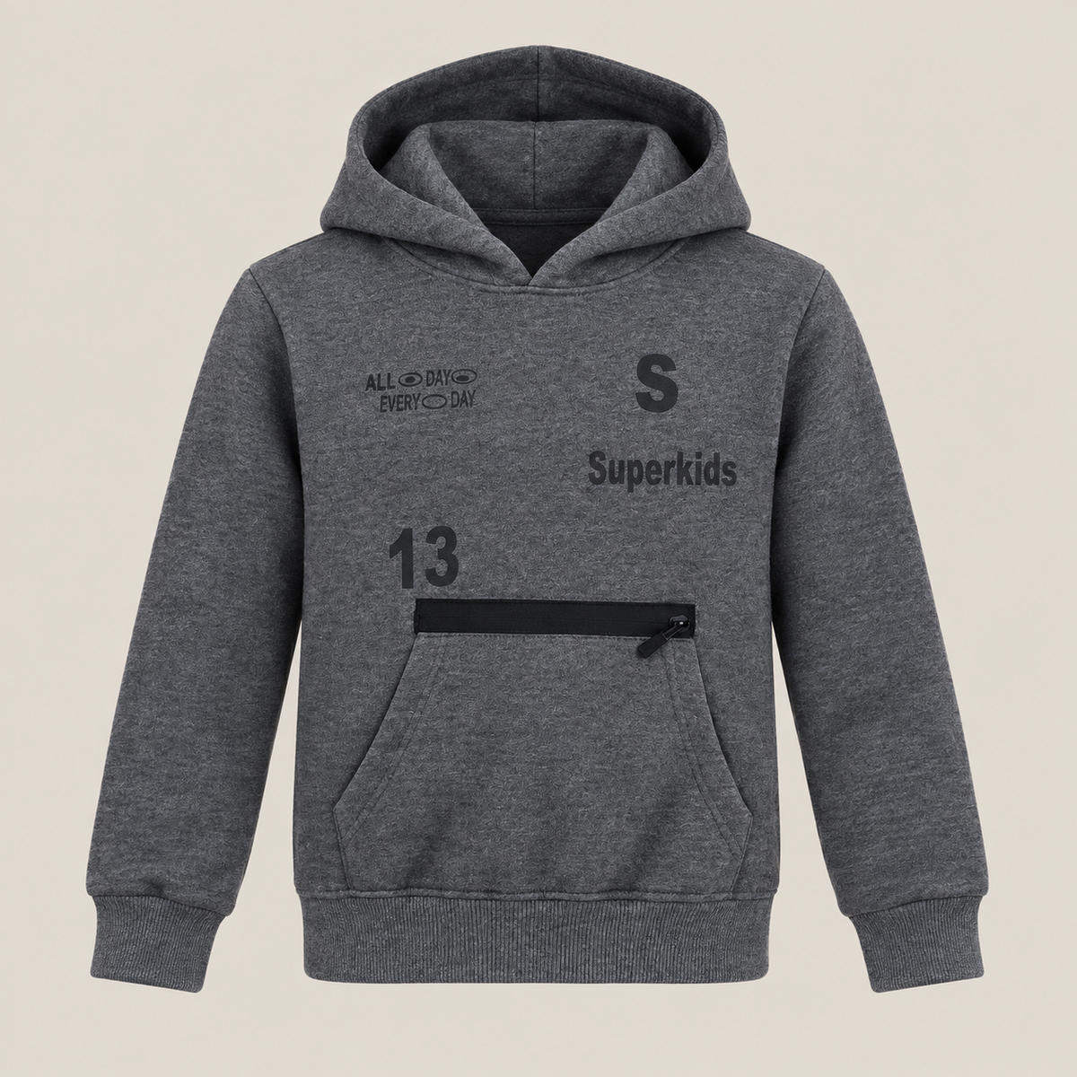 Boys charcoal All Day Every Day fleece hoodie - Super Kids Clothing