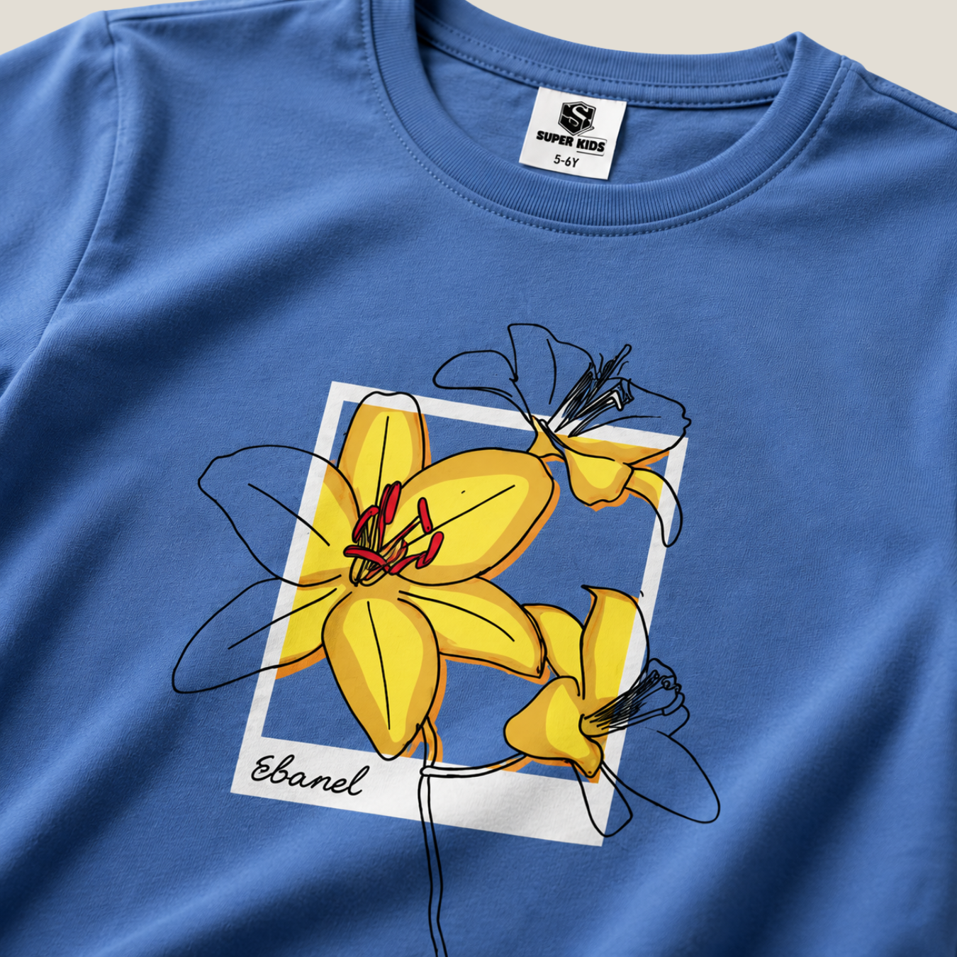 Flower Grapic Blue T-Shirt
