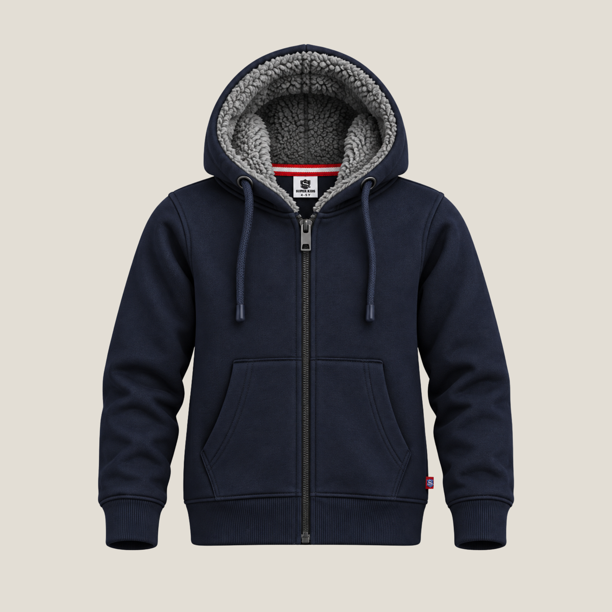 Plain Navy Blue Zipper Hoodie
