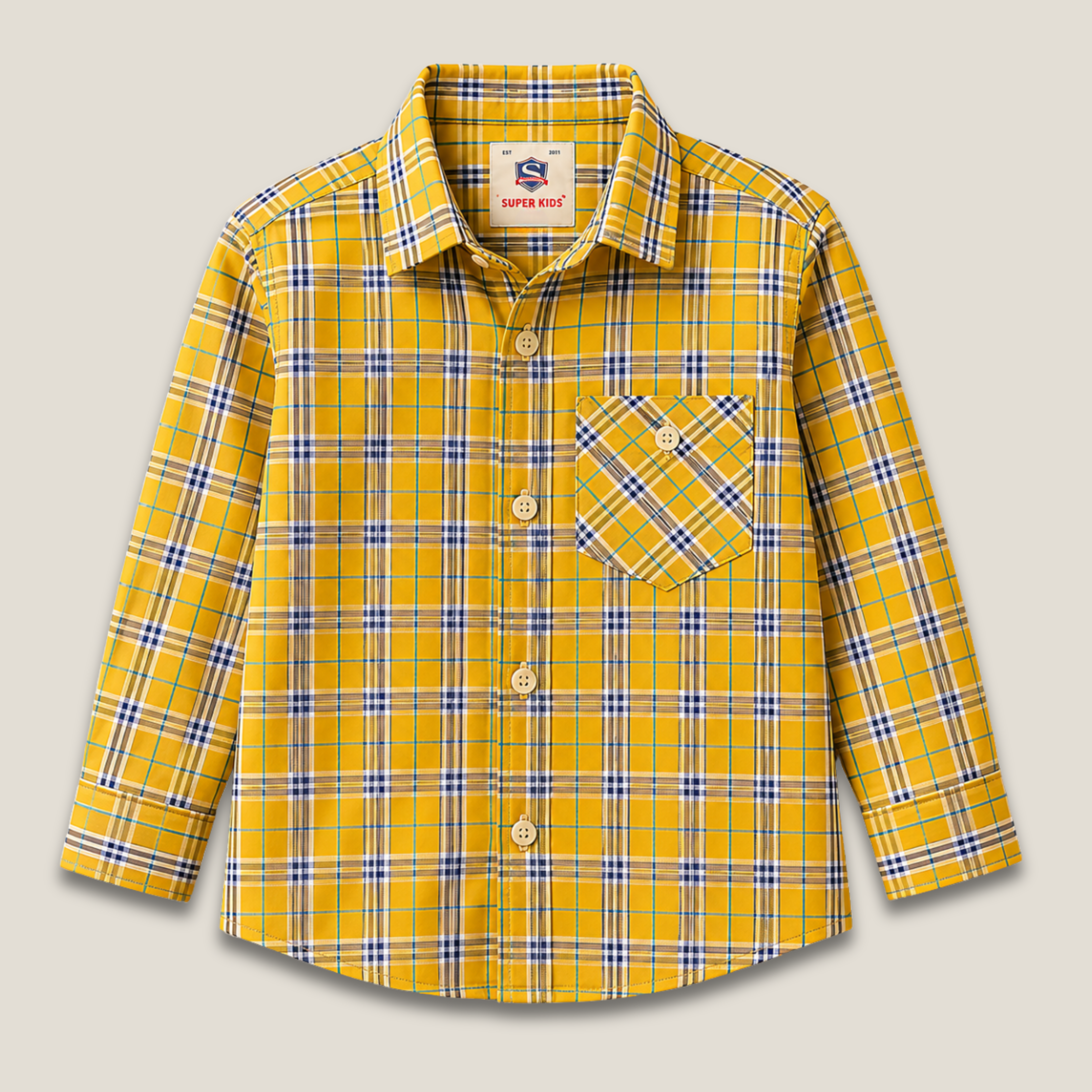 Mustard Checked Casual Shirt