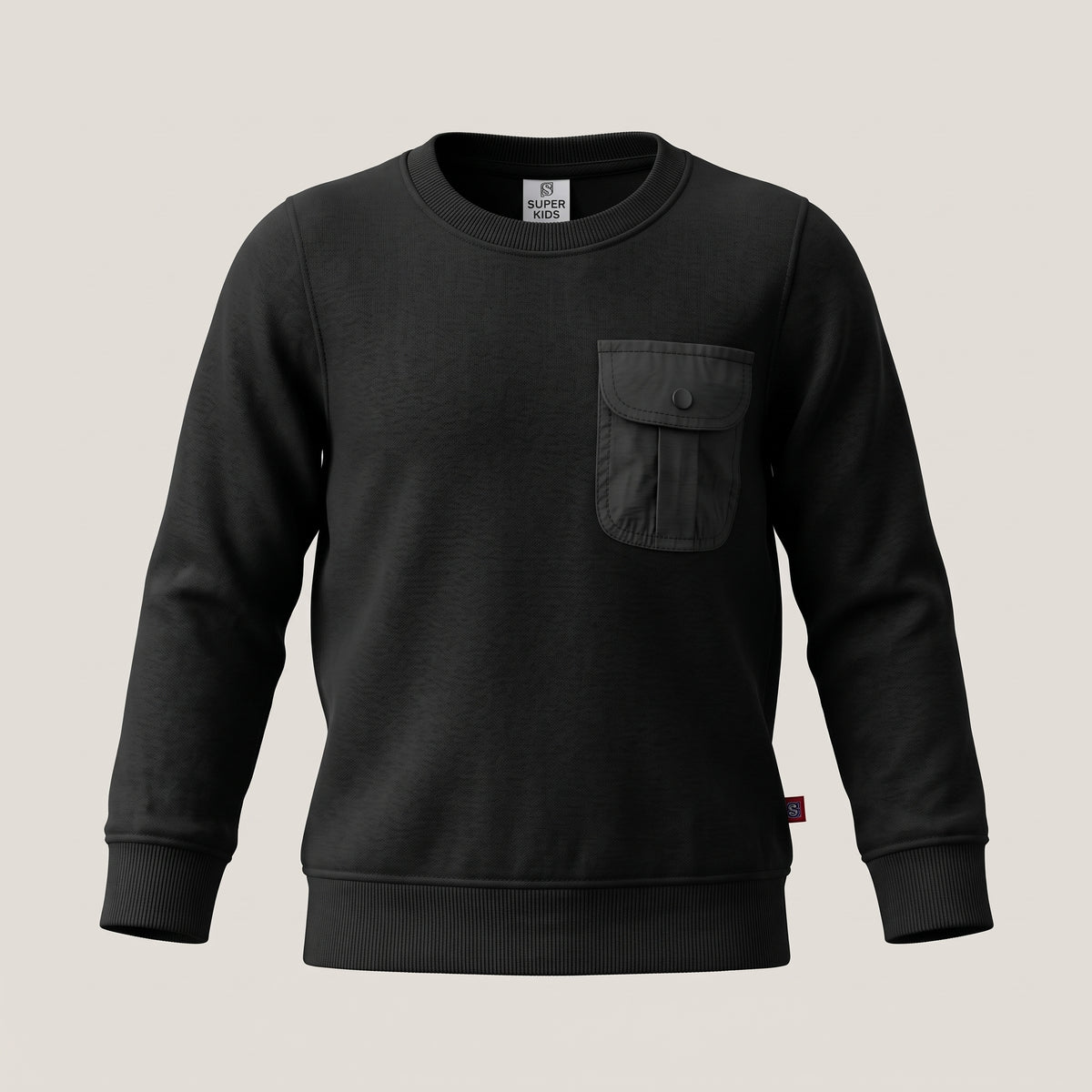 Cargo Pocket Black Sweatshirt