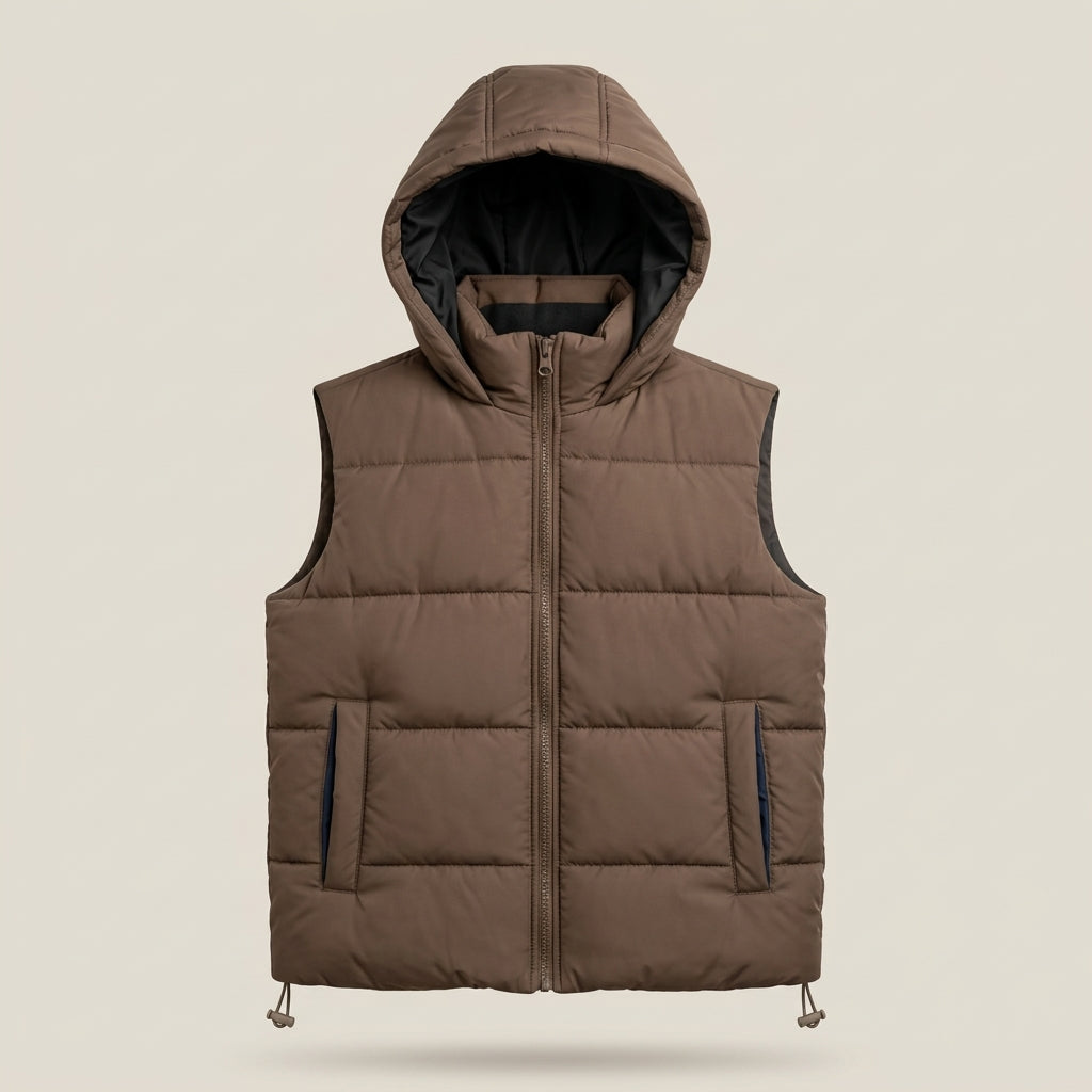 Boys dark brown hooded puffer jacket - Super Kids Clothing