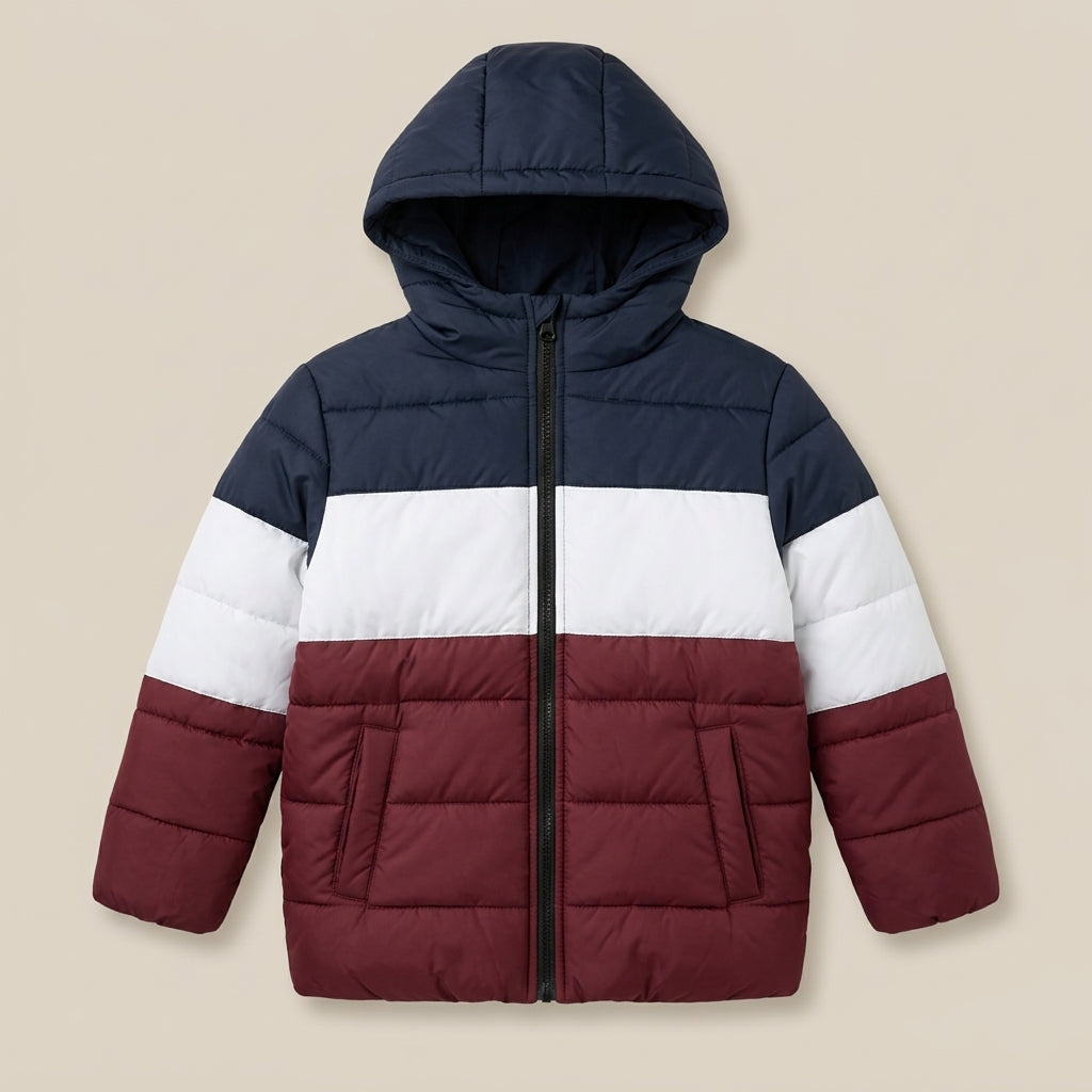 Boys maroon hooded puffer jacket - Super Kids Clothing