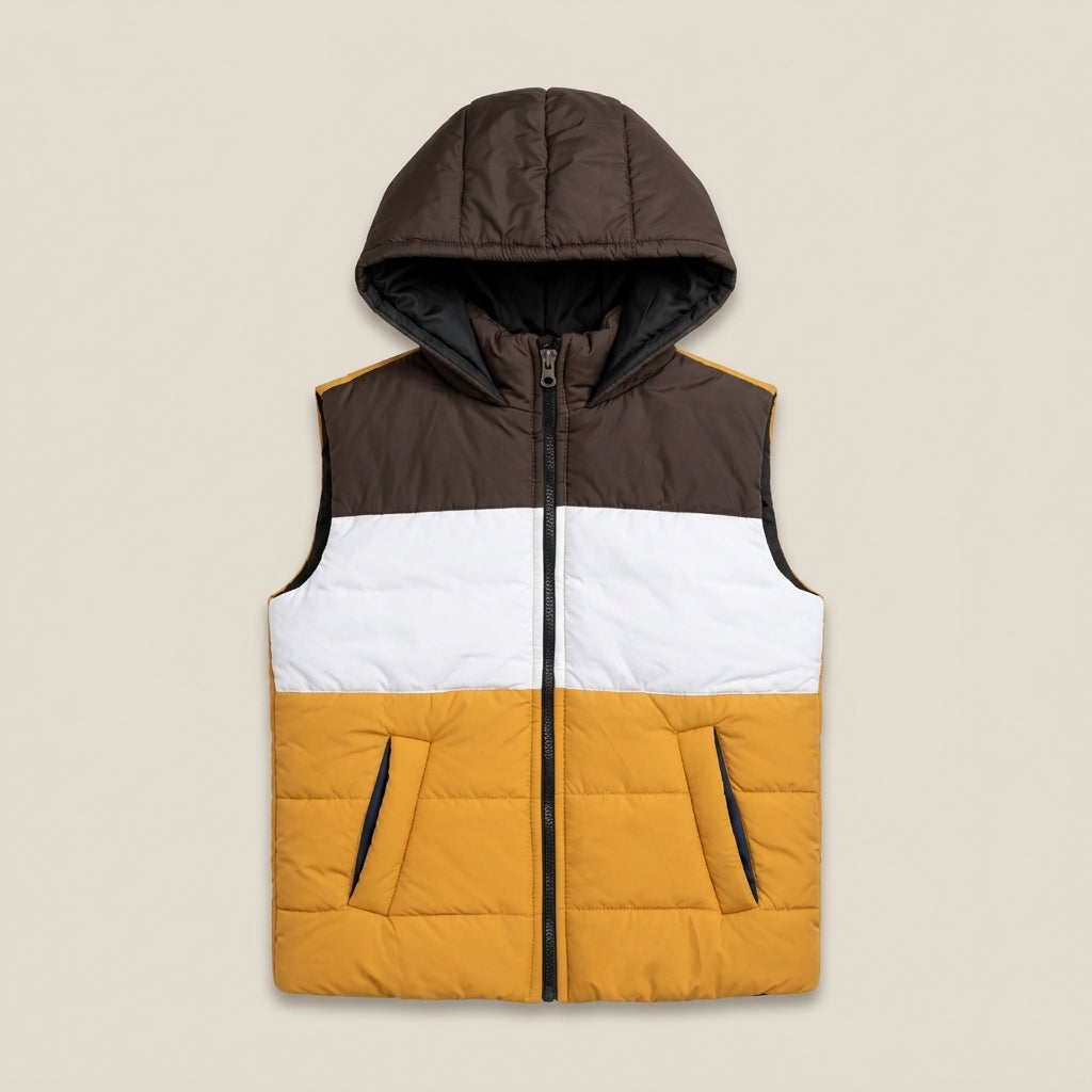 Boys mustard hooded puffer jacket - Super Kids Clothing