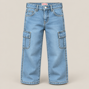 Boys light blue denim cargo pants - Super Kids Clothing