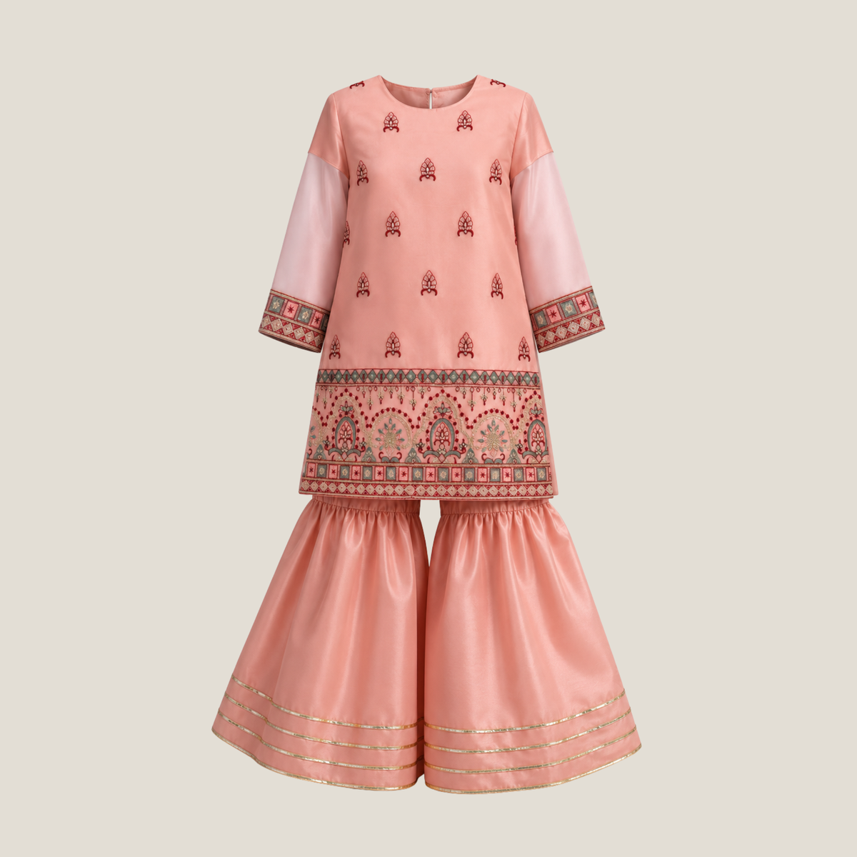 Embellished Kameez Gharara & Dupatta
